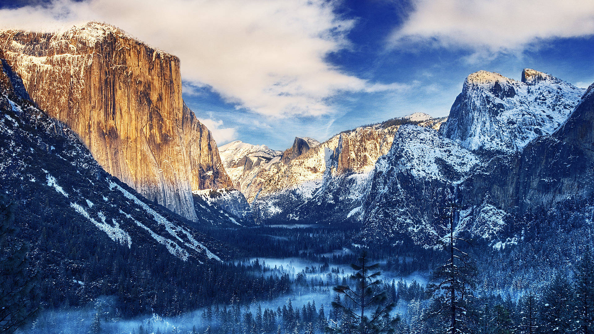 Imagen Impresionante del Valle de Yosemite Nevado — 4K Fondos de pantalla