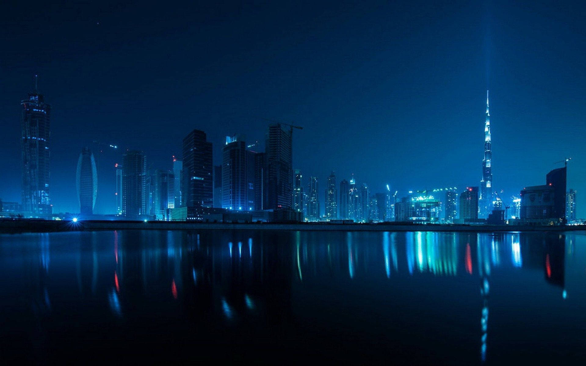 Estética Azul del Horizonte de Dubái para PC — Azul oscuro aesthetic Fondos de pantalla