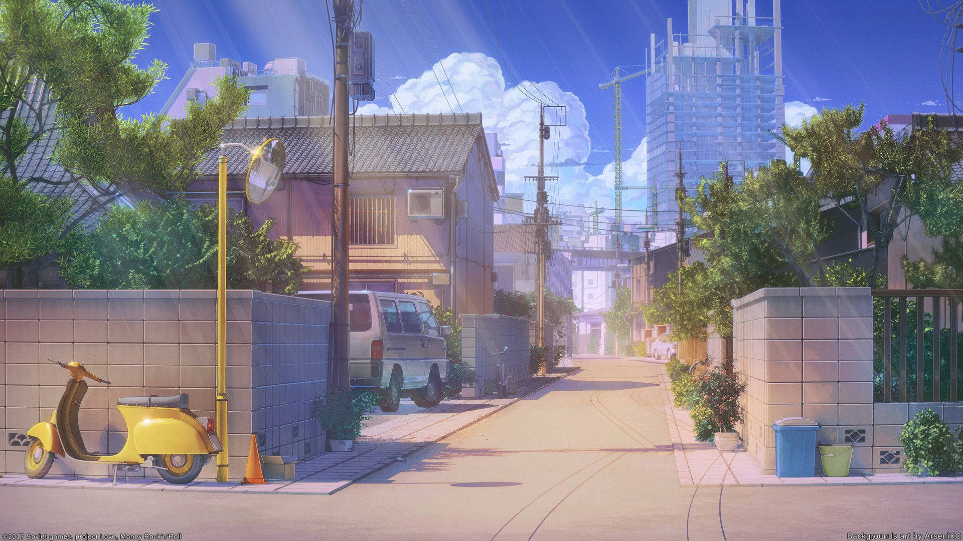 Calle de anime japonés durante el día — Tokyo GIF Fondos de pantalla