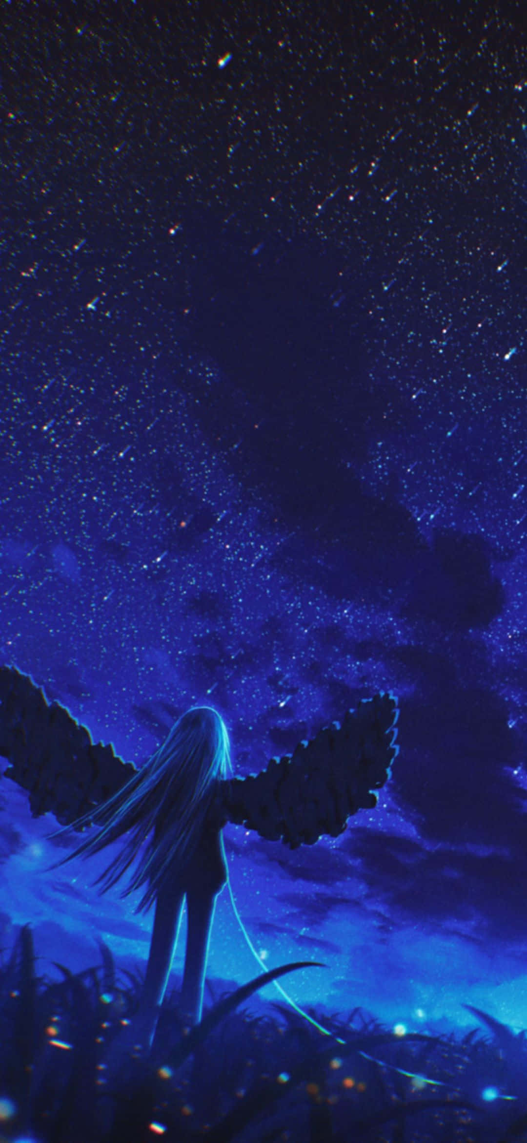 1080x2340 4K Ángel Oscuro Cielo Nocturno Fondos de pantalla