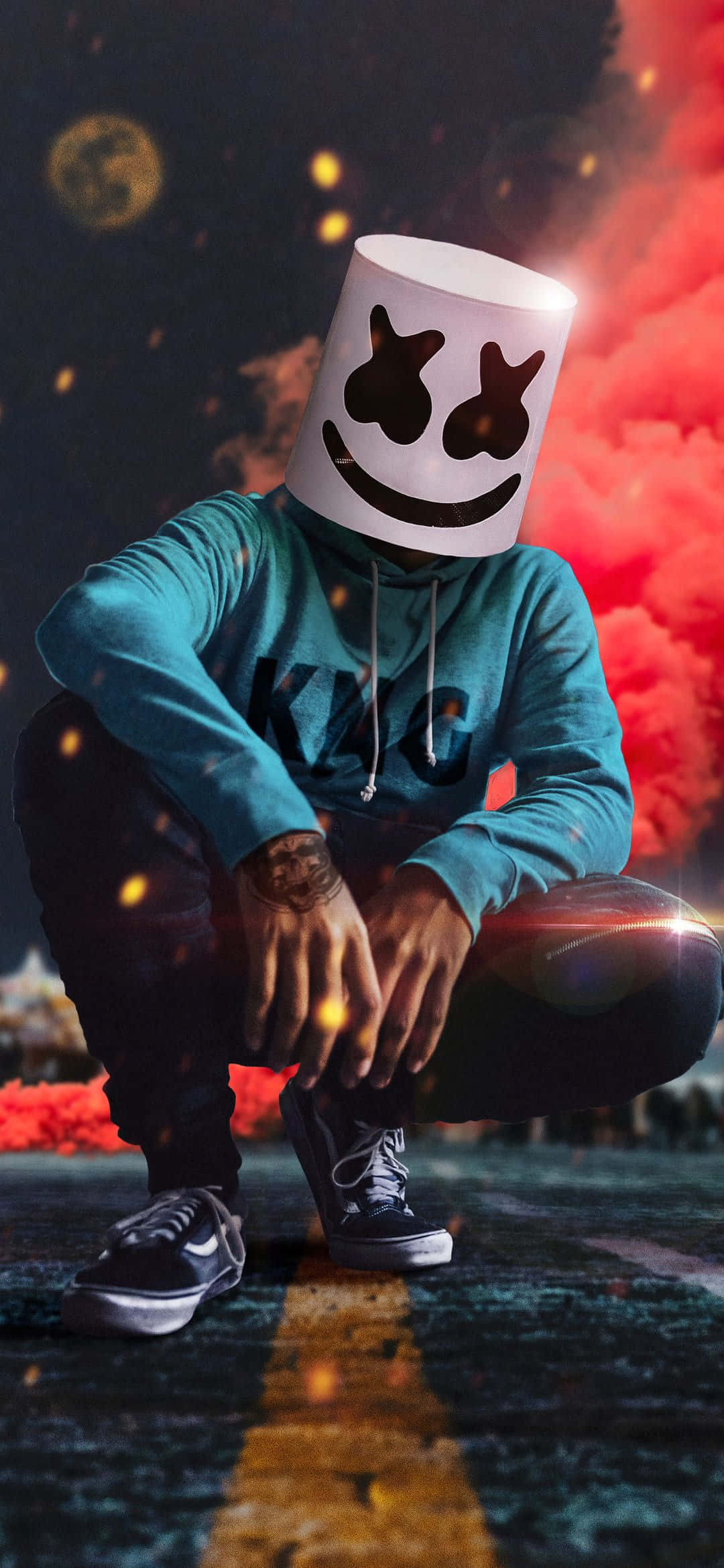 1080x2340 4K Humo Colorido de Marshmello Fondos de pantalla
