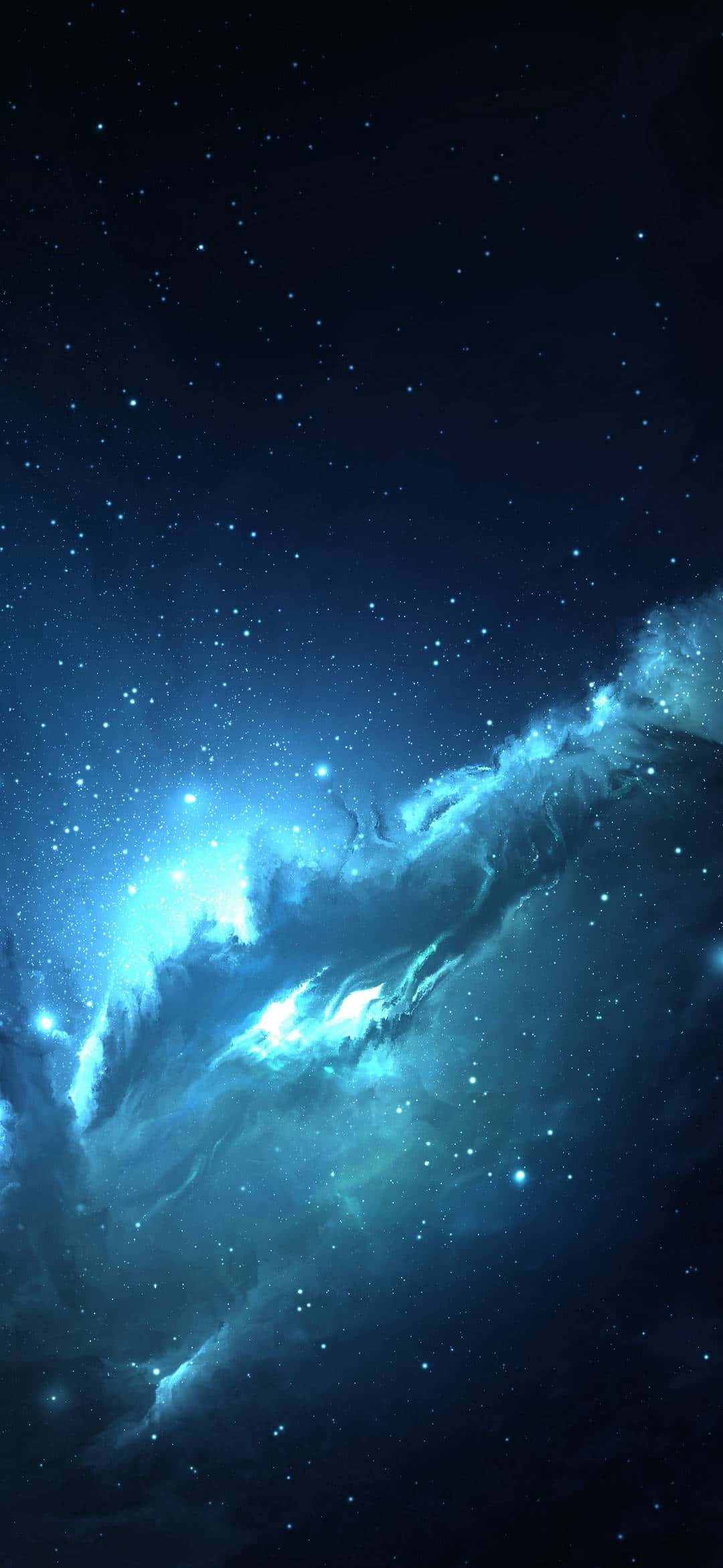 1080x2340 4K Nebulosa azul neón Fondos de pantalla