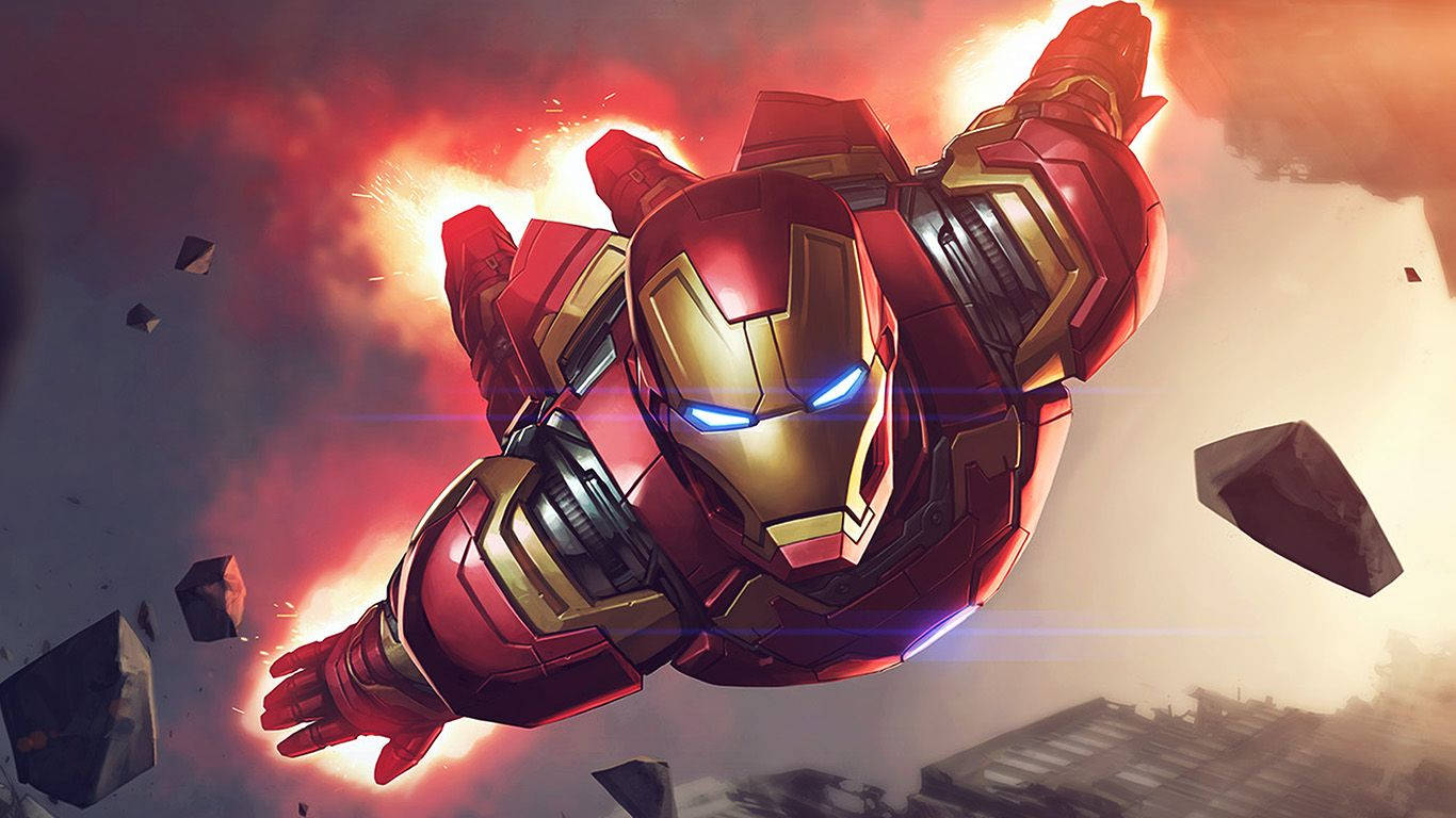 1366 x 768 Ironman volador de Marvel Fondos de pantalla