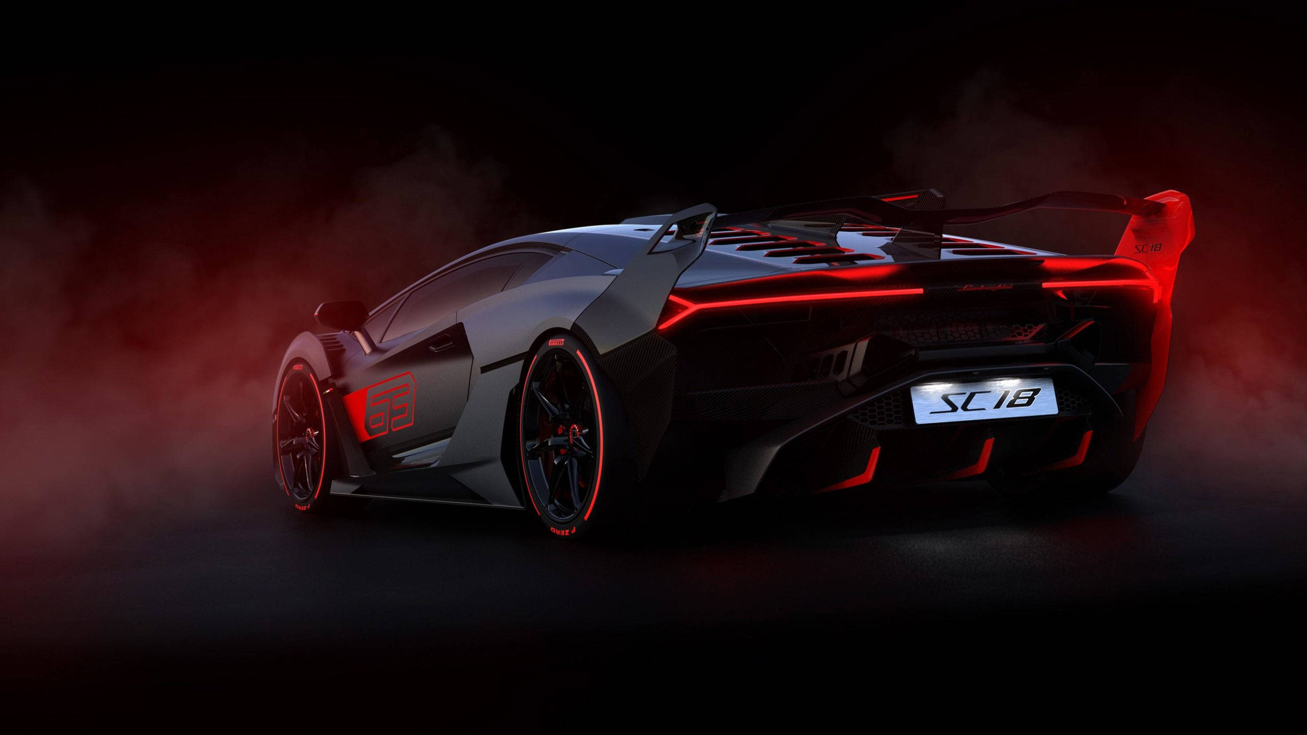 2560x1440 Coche Rojo y Negro Lamborghini Aventador Fondos de pantalla