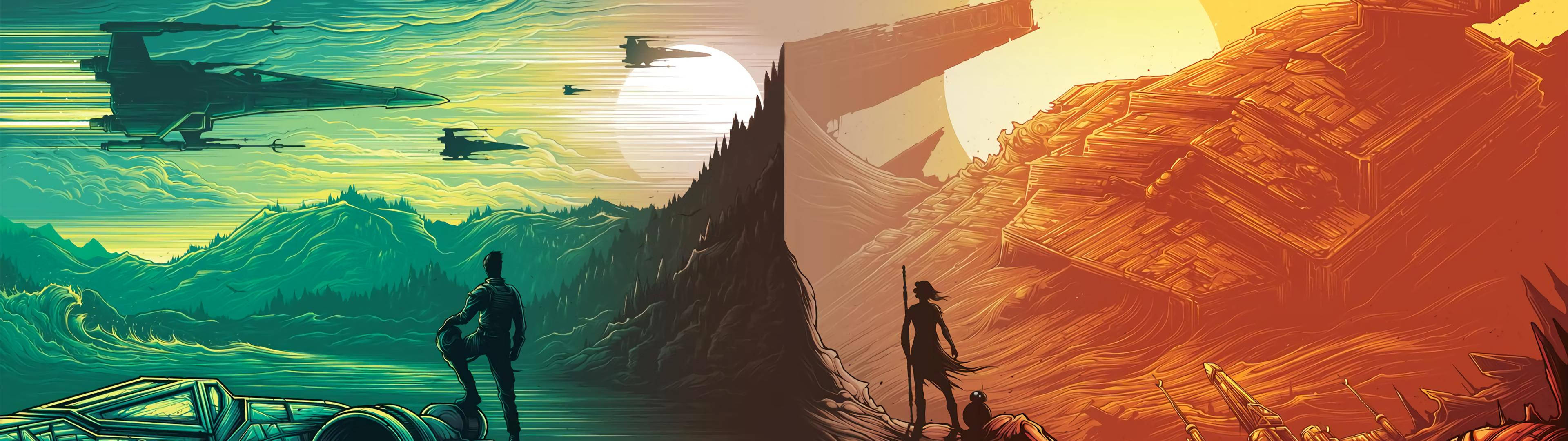 3840x1080 HD Arte de Star Wars para Doble Monitor