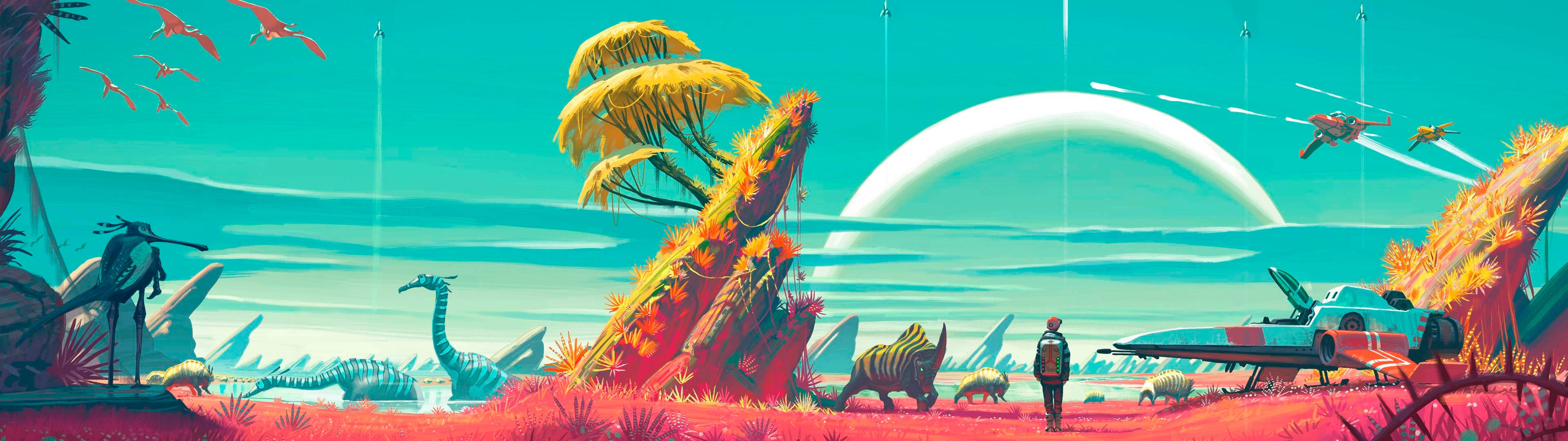 3840x1080 HD Dinosaurios para Dos Monitores Fondos de pantalla