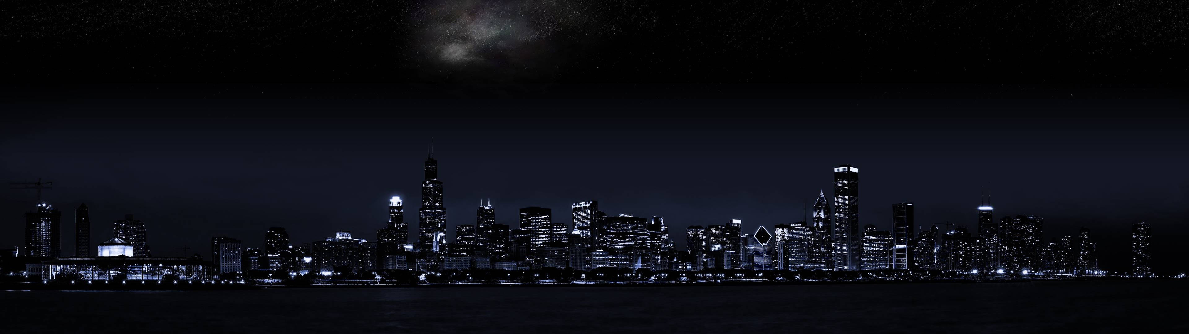3840x1080 HD Paisaje Nocturno para Doble Monitor Fondos de pantalla