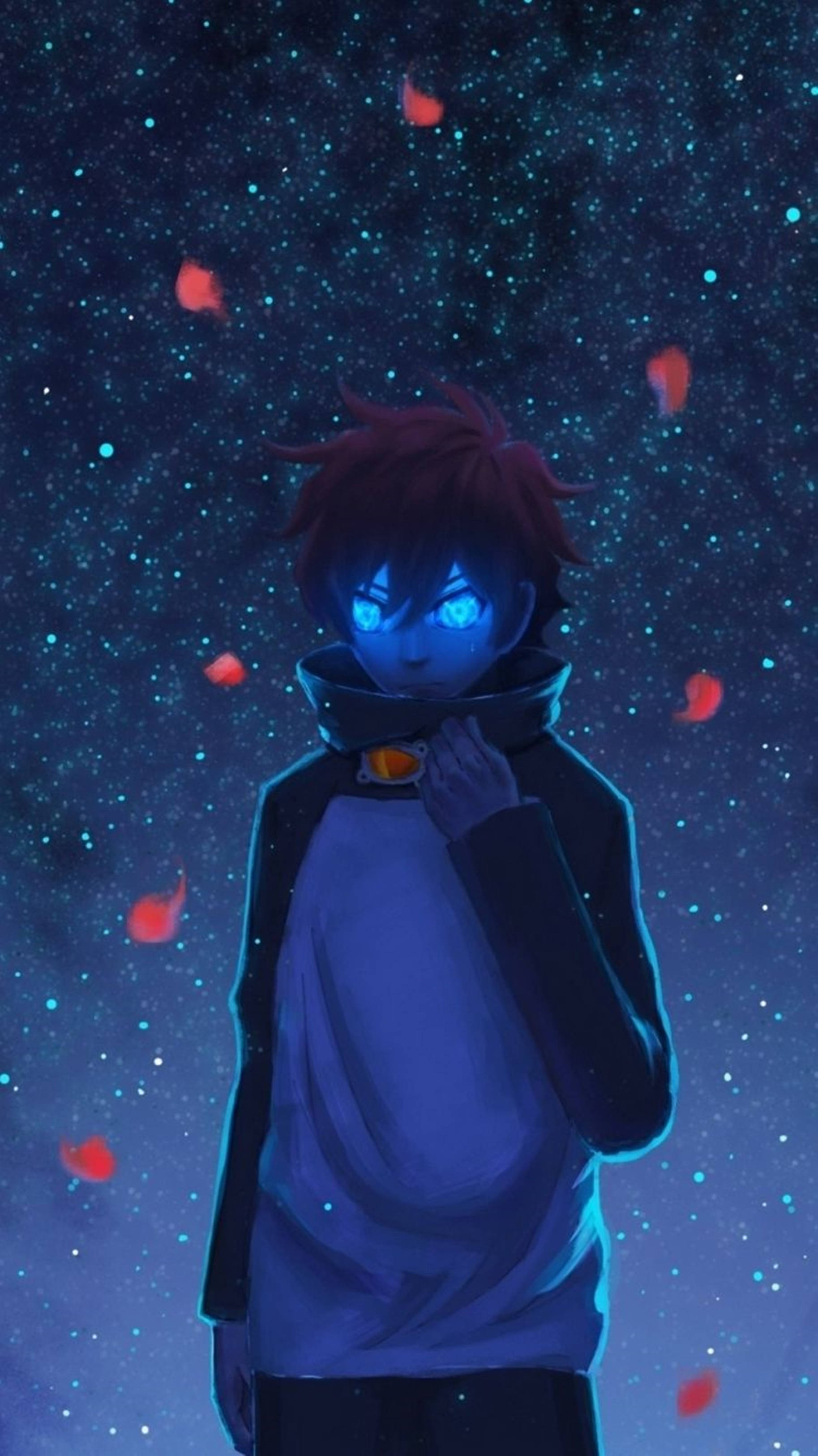 4K Anime iPhone Chico Ojos Azules Brillantes Fondos de pantalla