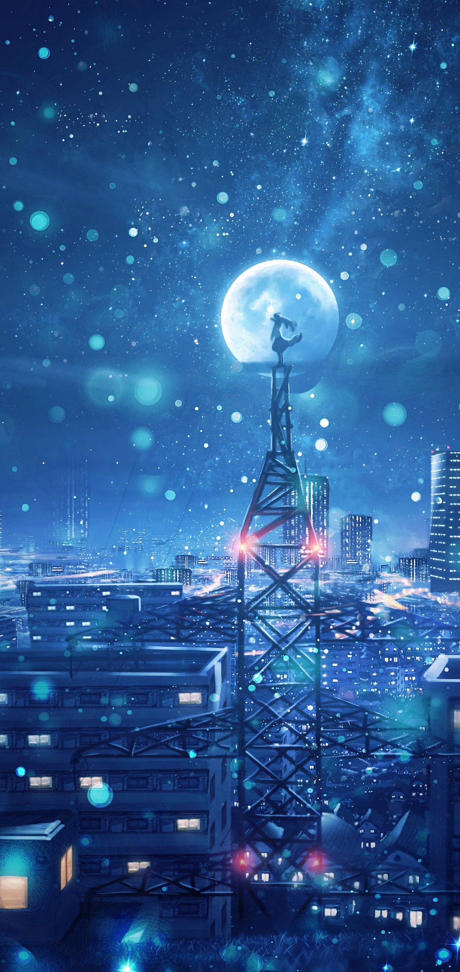 4K Anime iPhone Noche Mágica de Luna Fondos de pantalla