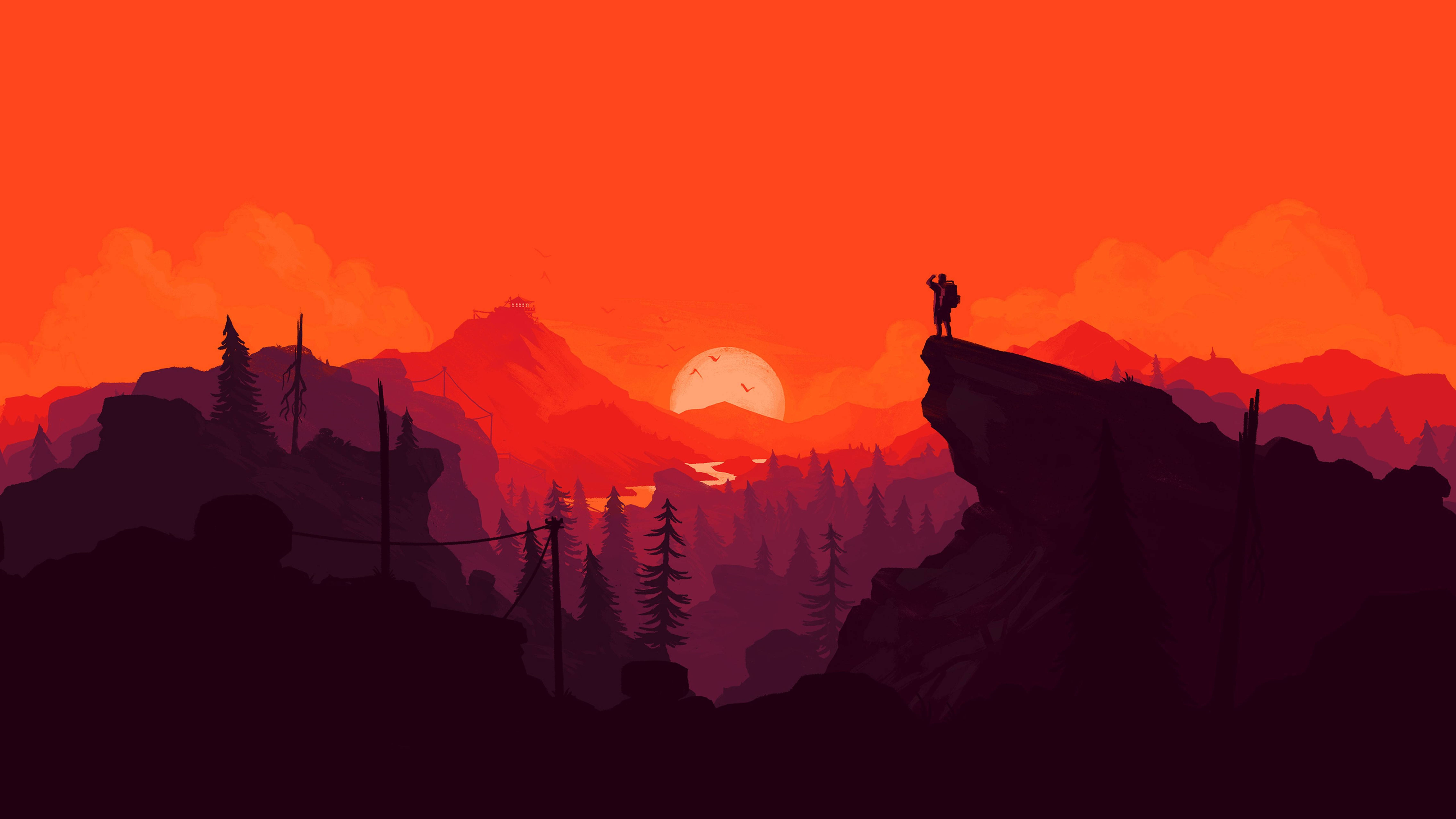 4K Caminante de Firewatch en Montañas Rojas Fondos de pantalla