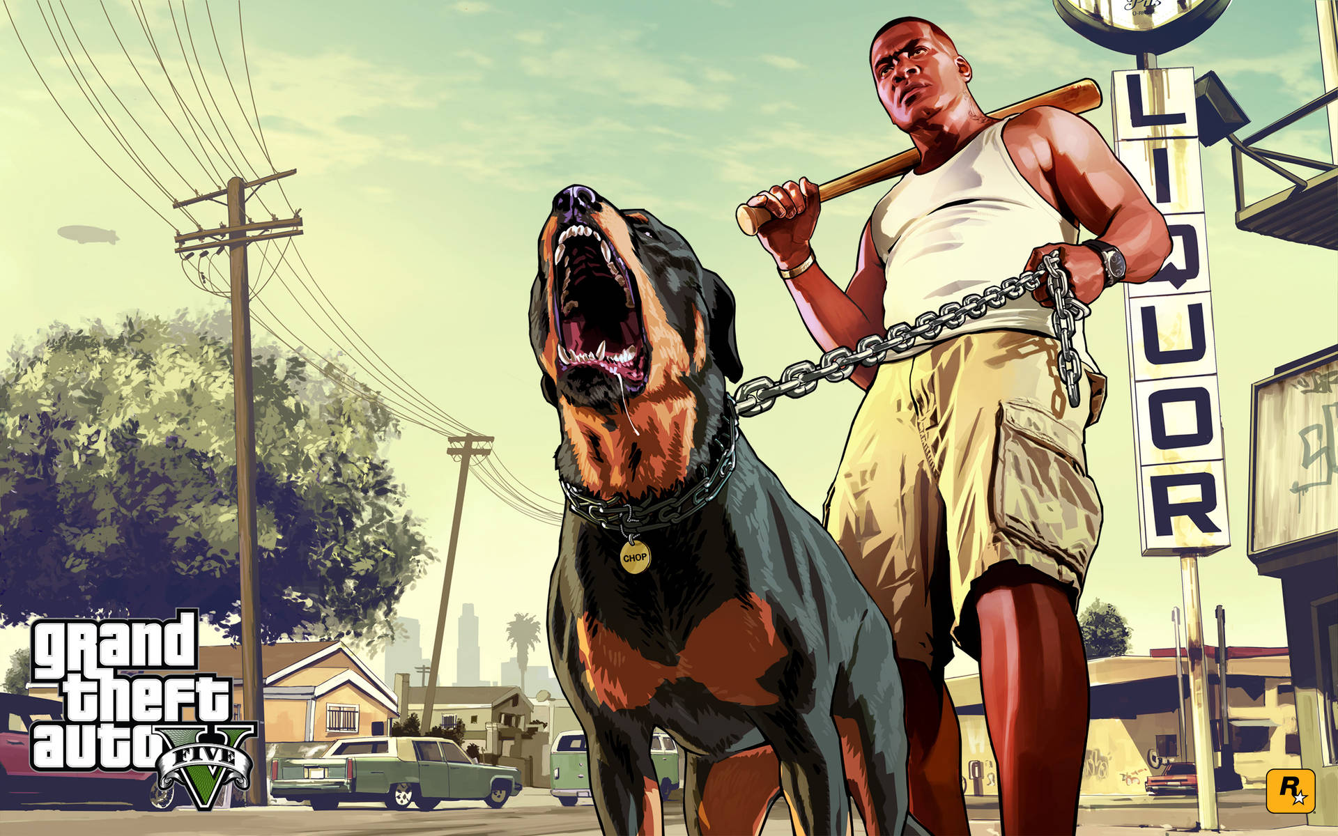 4K GTA 5 Franklin Sosteniendo a Chop