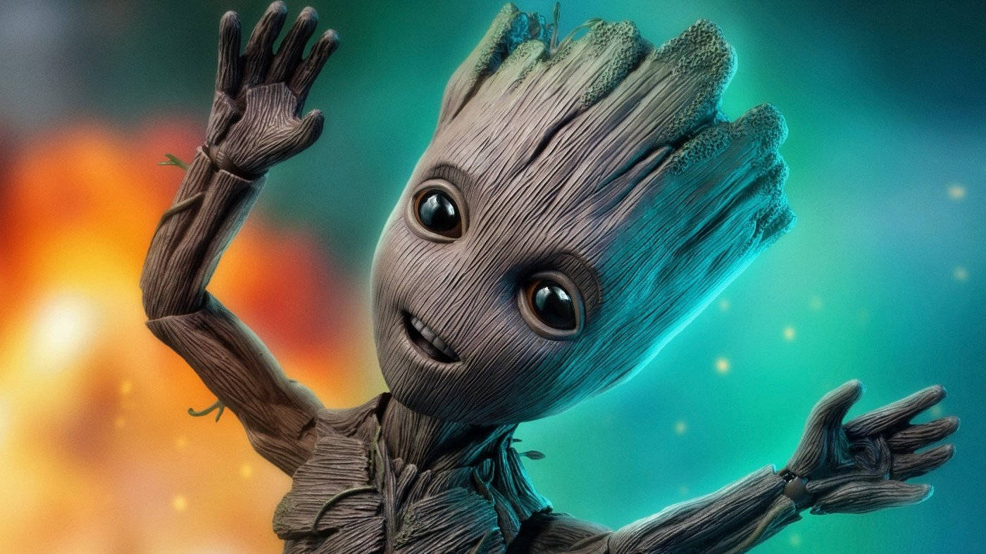 4K Guardianes de la Galaxia Baby Groot Cayendo Fondos de pantalla