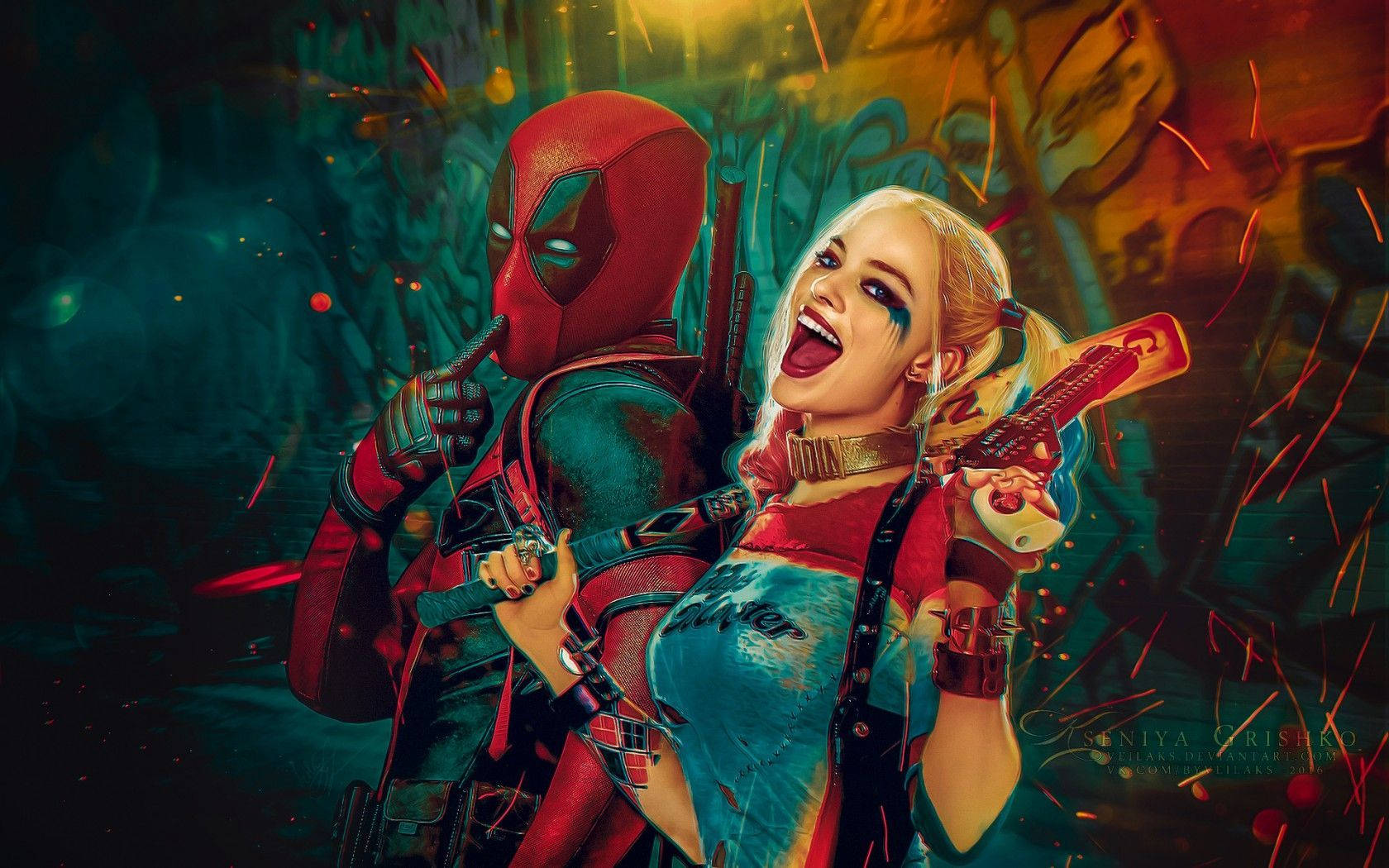 4K Harley Quinn con Deadpool Fondos de pantalla