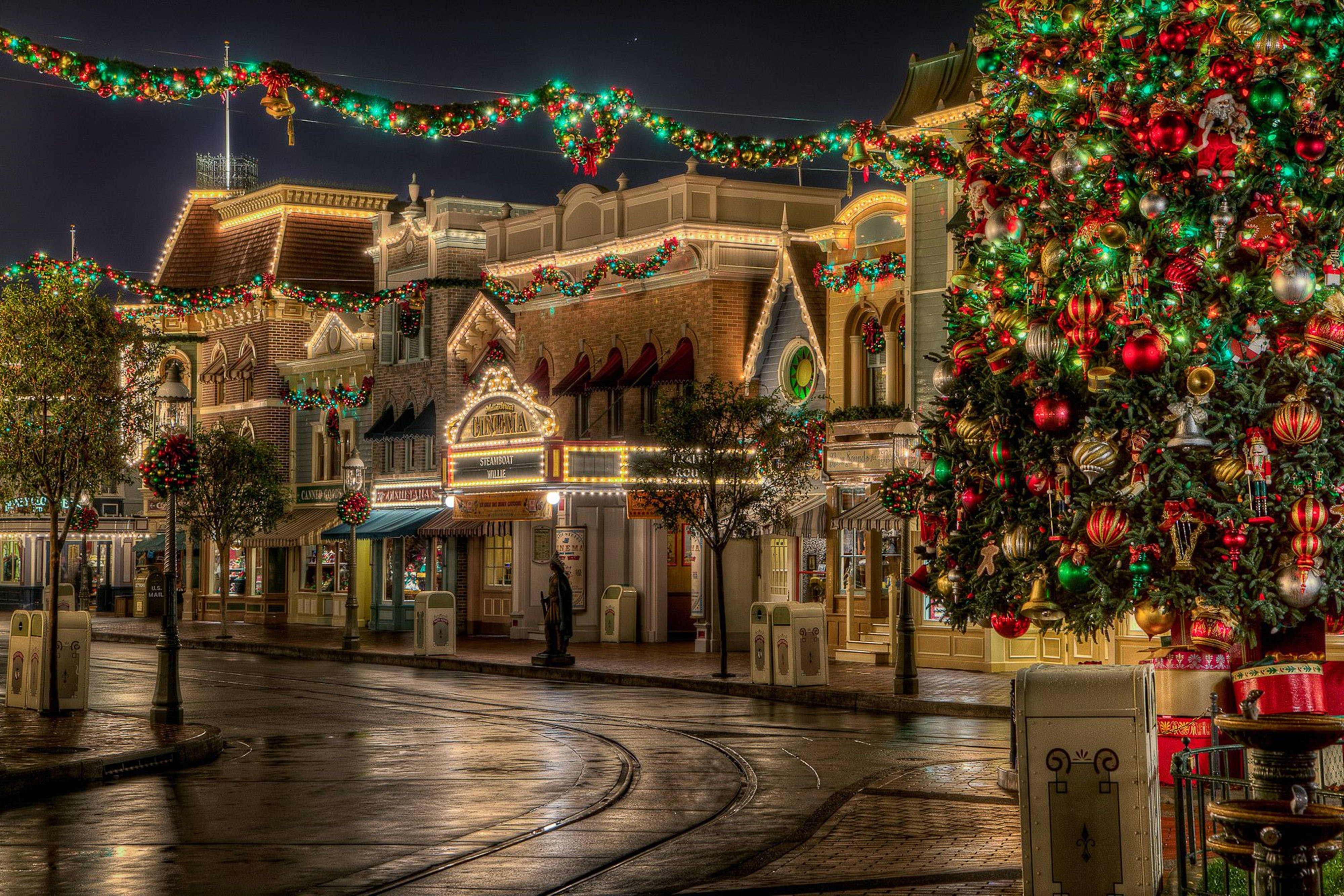 4K Ultra HD Pueblo Navideño Fondos de pantalla