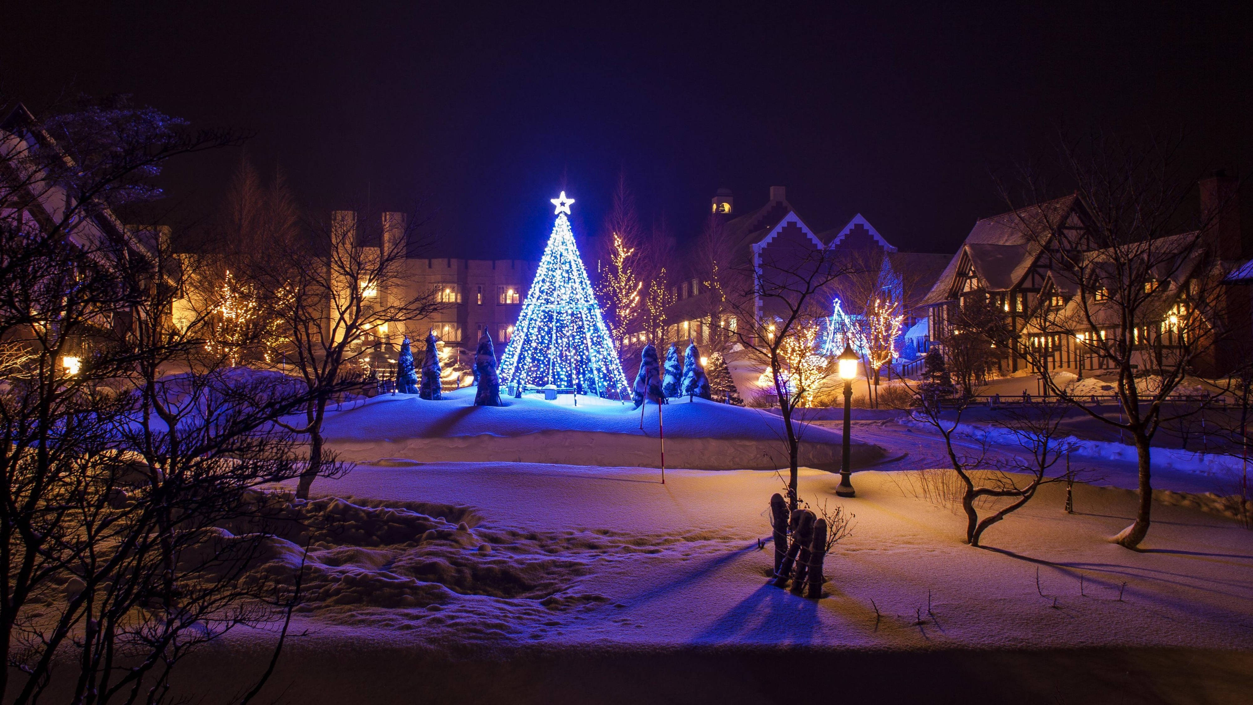 4K Ultra HD Pueblo Navideño Fondos de pantalla
