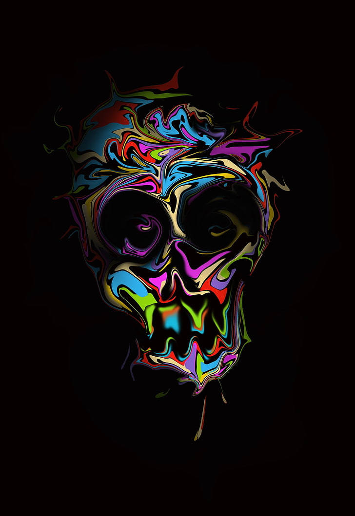 8K iPhone Calavera Psicodélica Fondos de pantalla