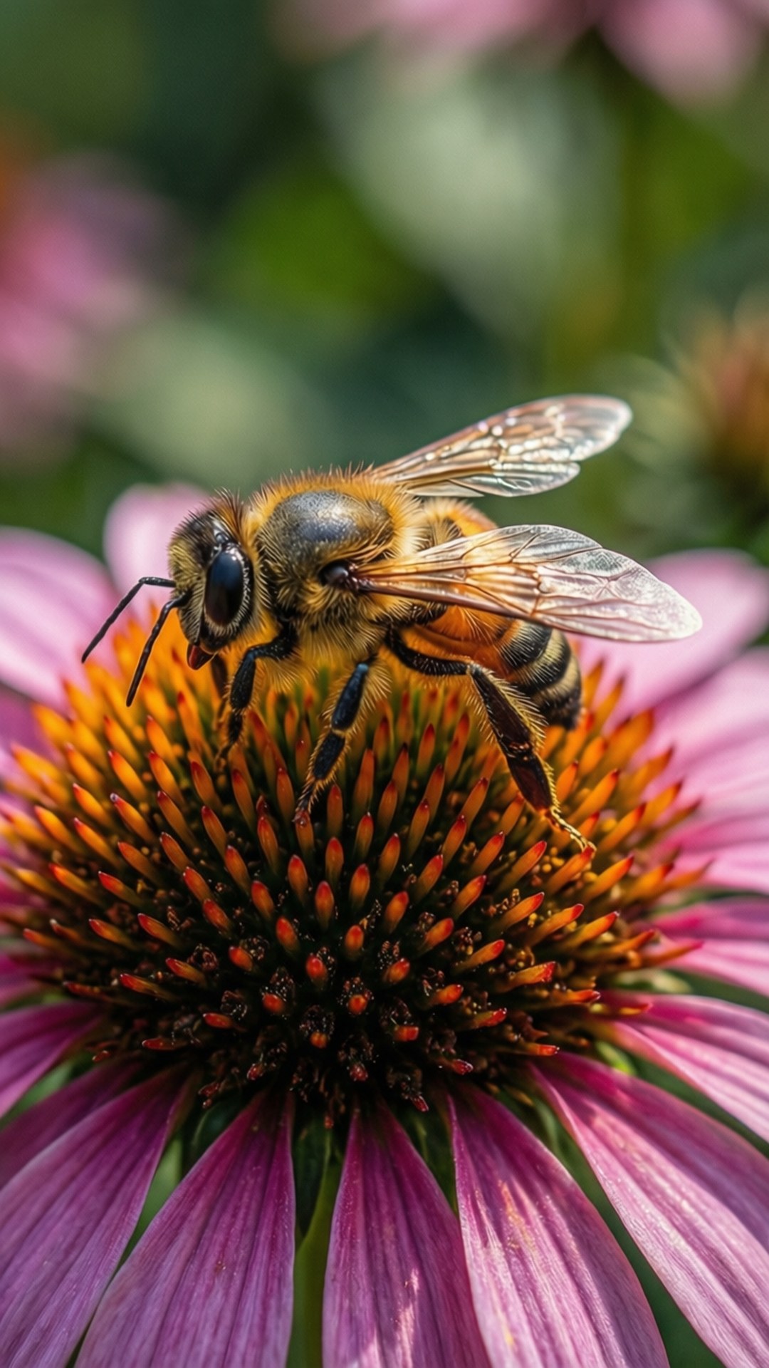 Abeja en Equinácea Fondos de pantalla
