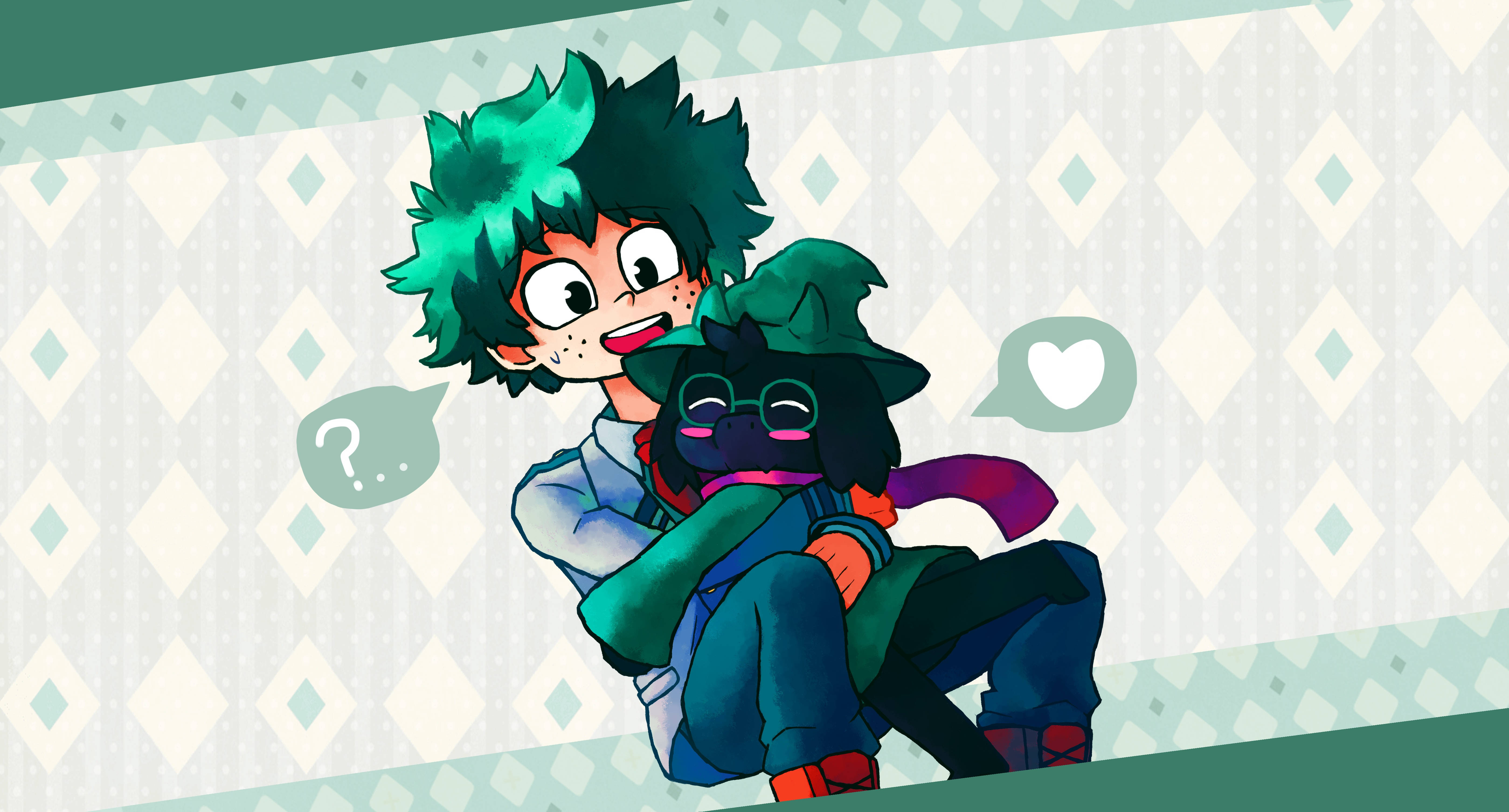 Abrazando a Izuku Midoriya 4K Fondos de pantalla