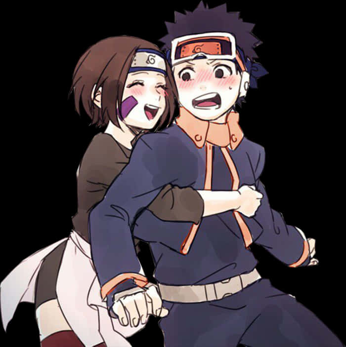 Abrazo animado de Naruto y Rin Fondos de pantalla