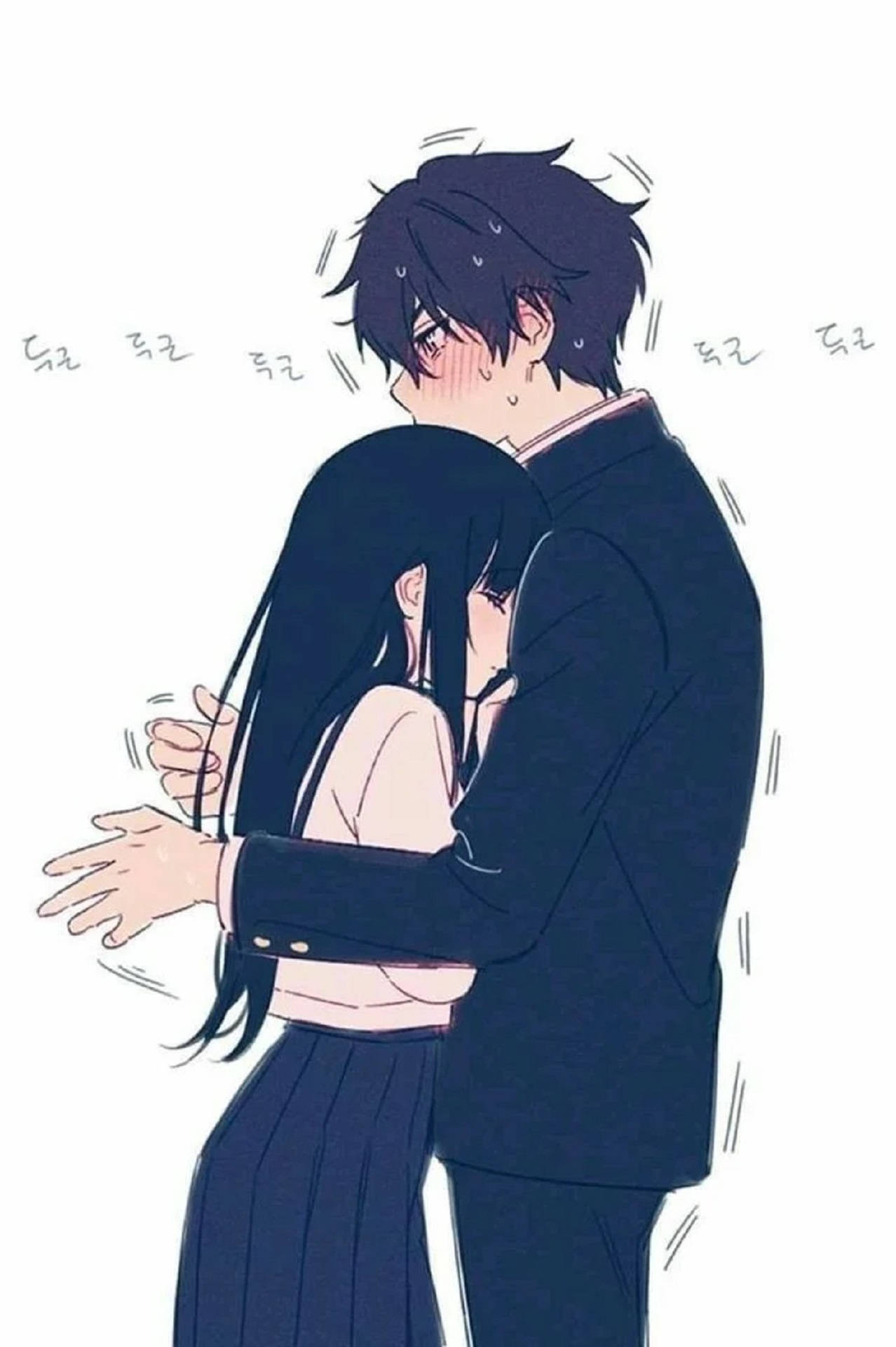 Abrazo anime en blanco Fondos de pantalla