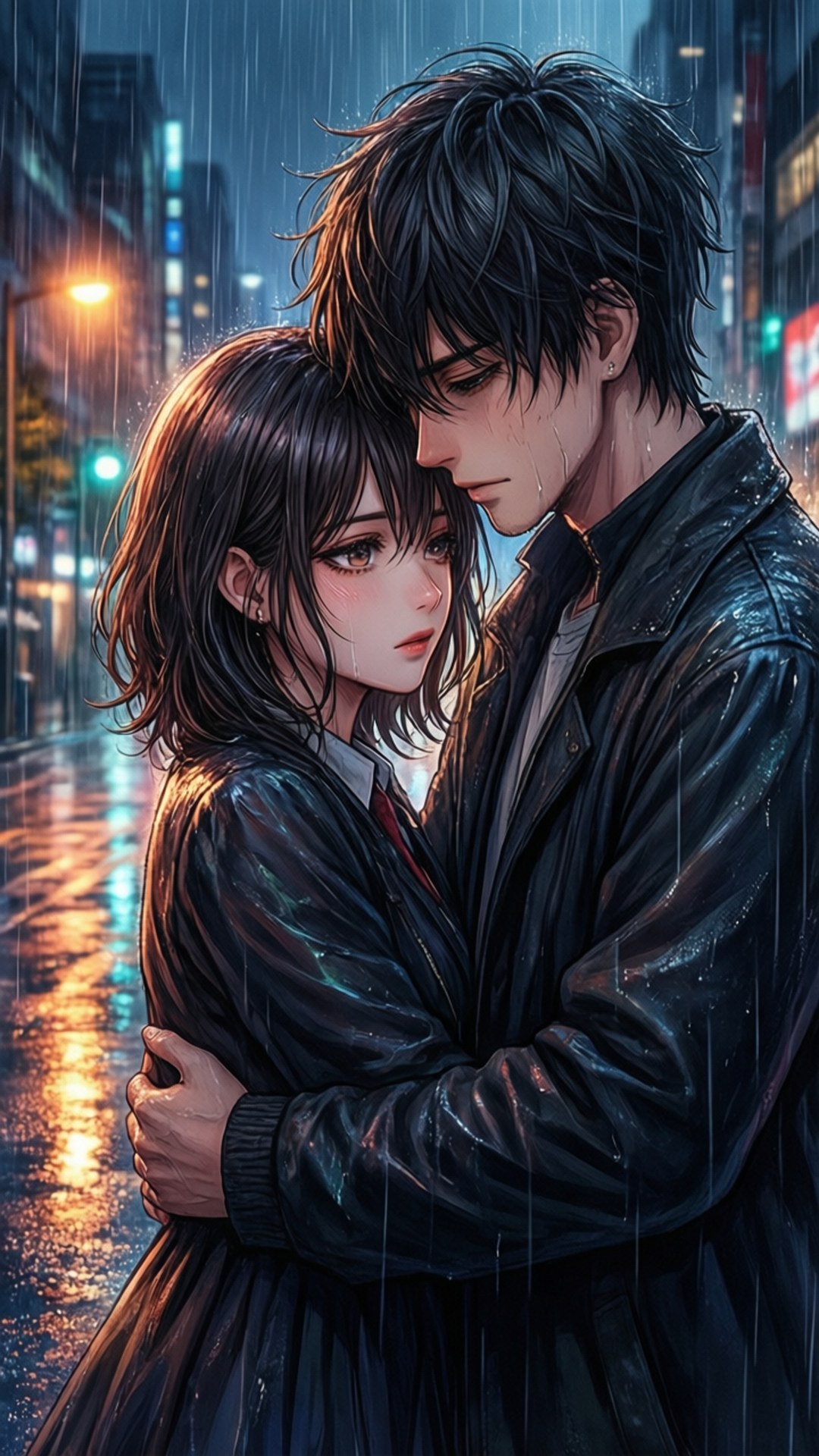 Abrazo bajo la lluvia Fondos de pantalla