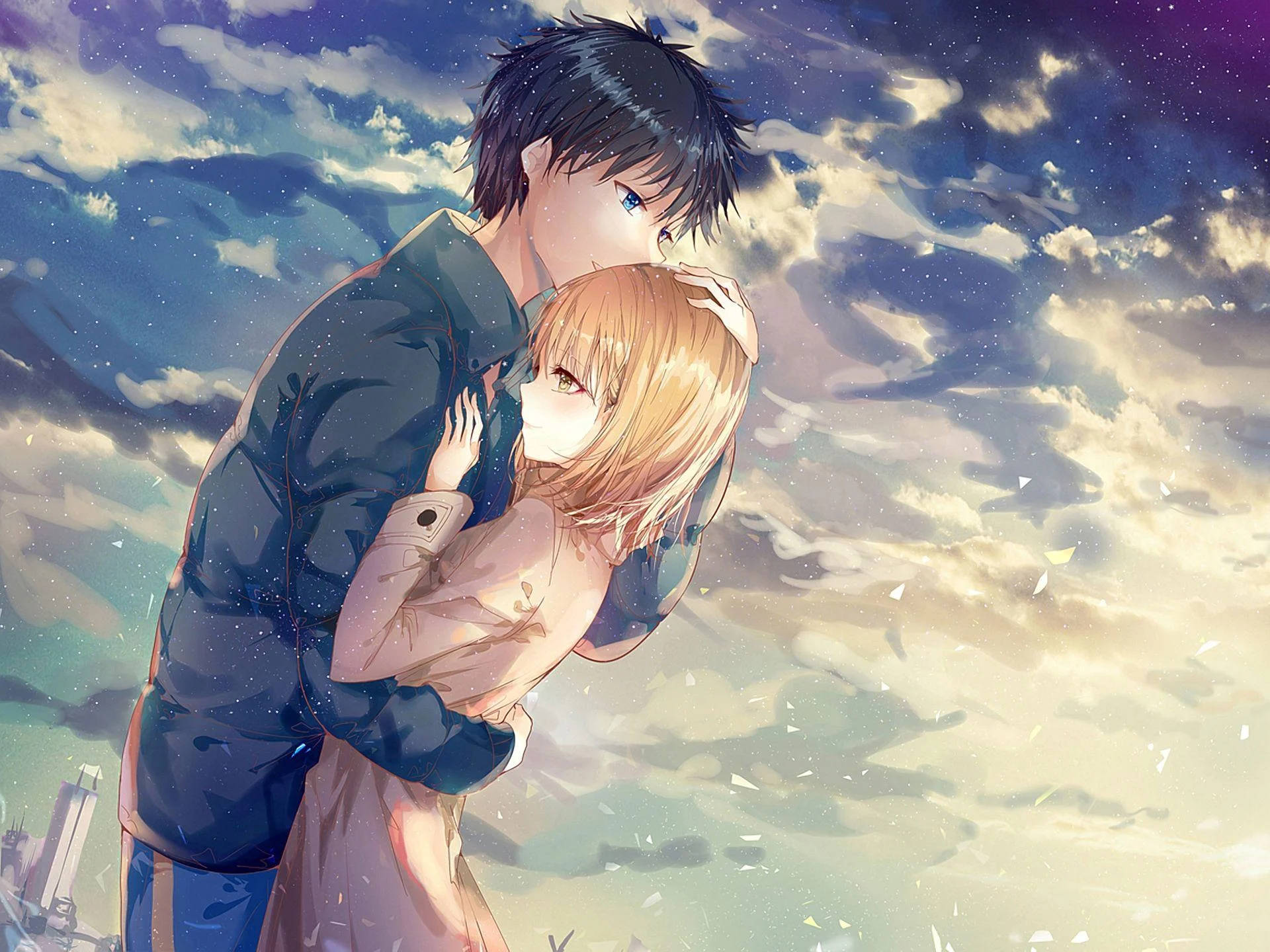 Abrazo de amantes anime Fondos de pantalla