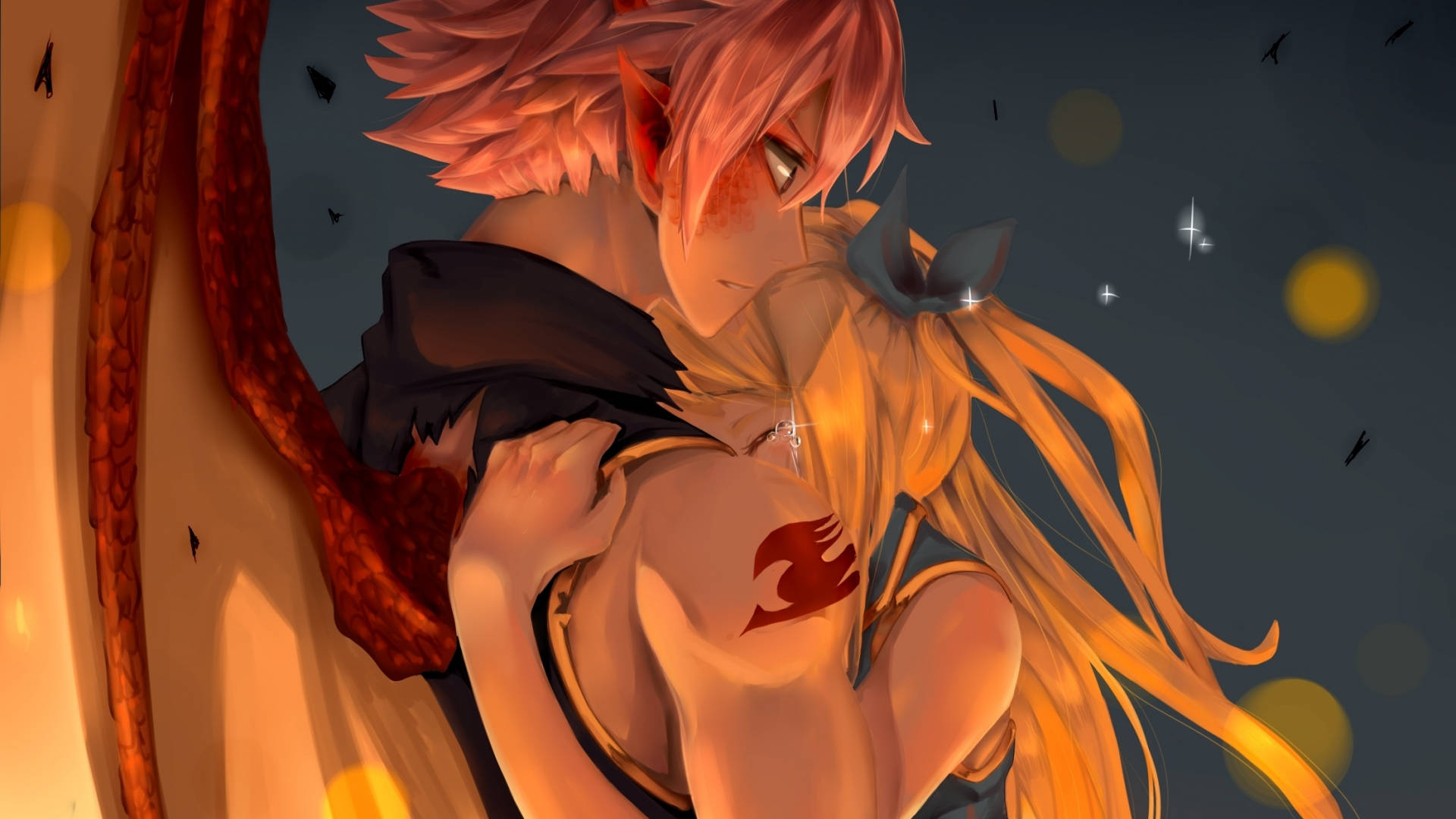 Abrazo de Anime Natsu y Lucy Fondos de pantalla