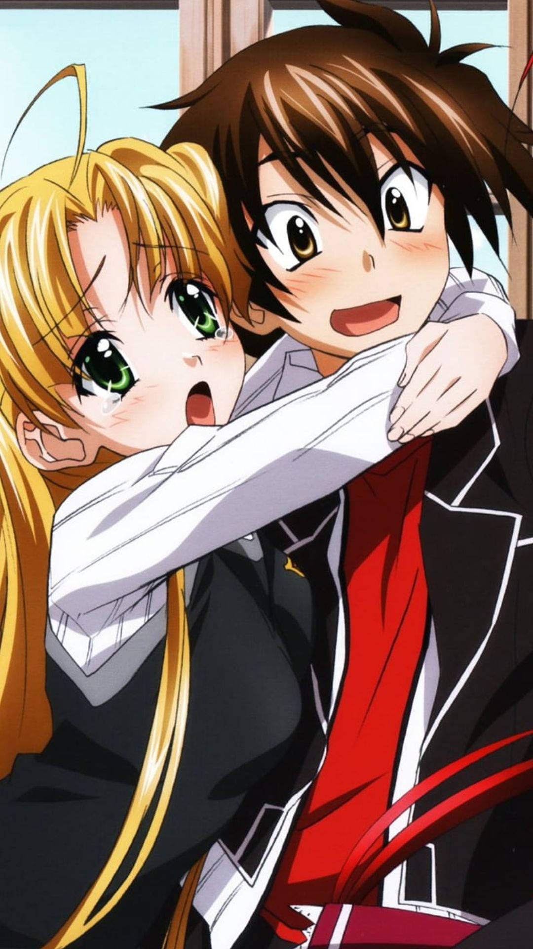 Abrazo de Chica Anime Escolar Fondos de pantalla