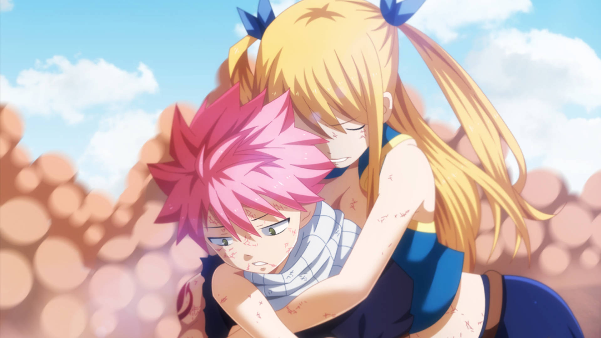 Abrazo de Natsu y Lucy en Anime Fondos de pantalla