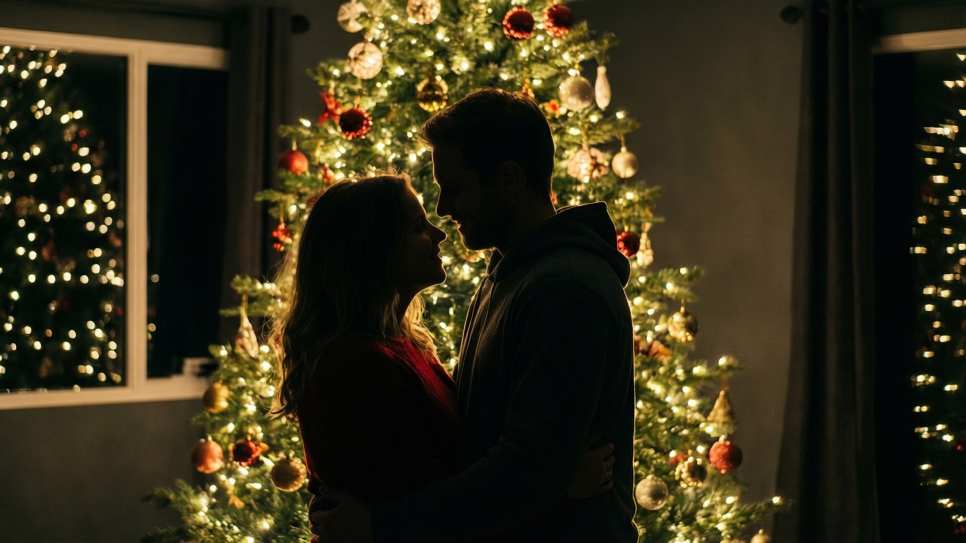 Abrazo romántico junto al árbol Fondos de pantalla