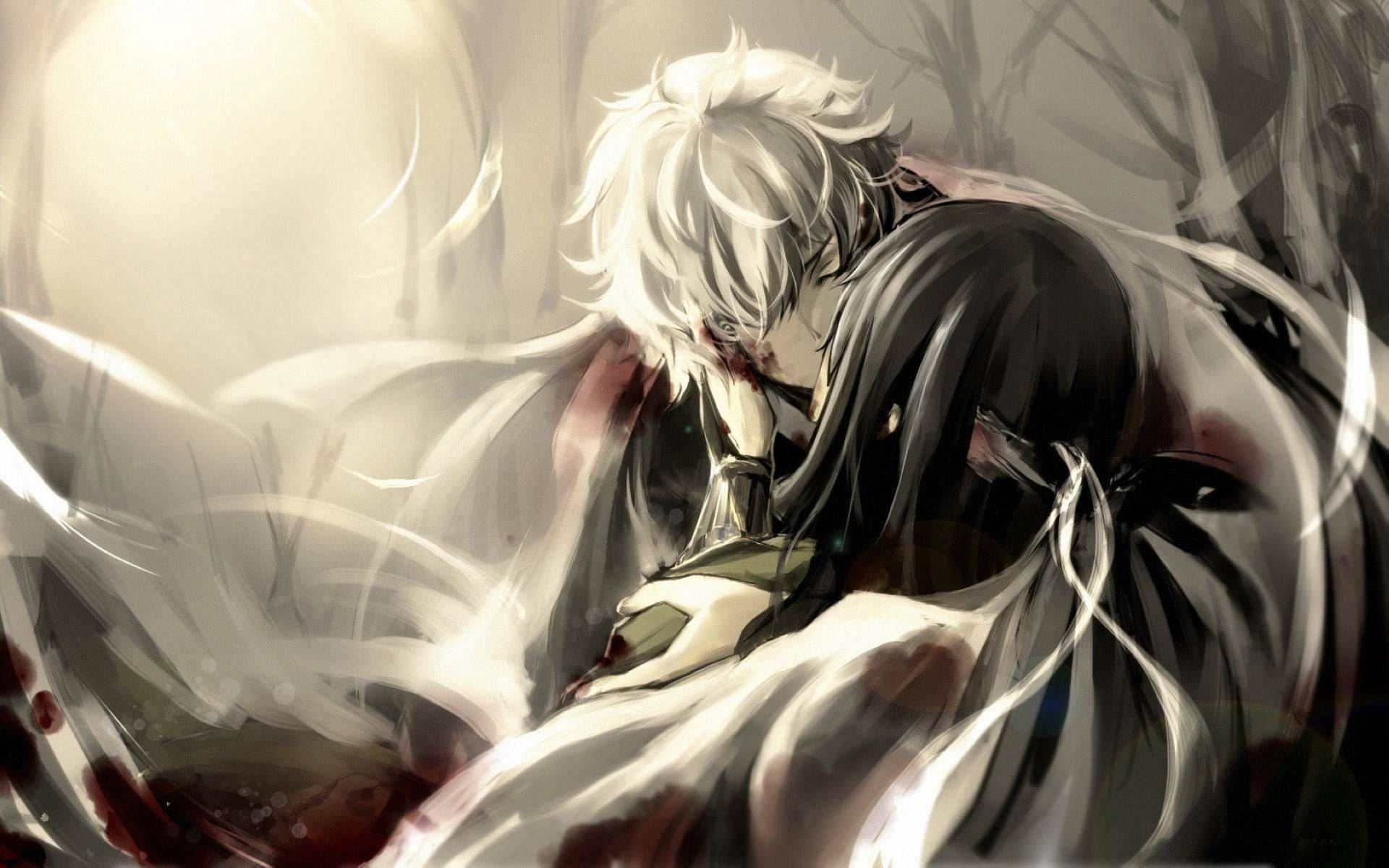 Abrazo y beso de pareja anime Fondos de pantalla