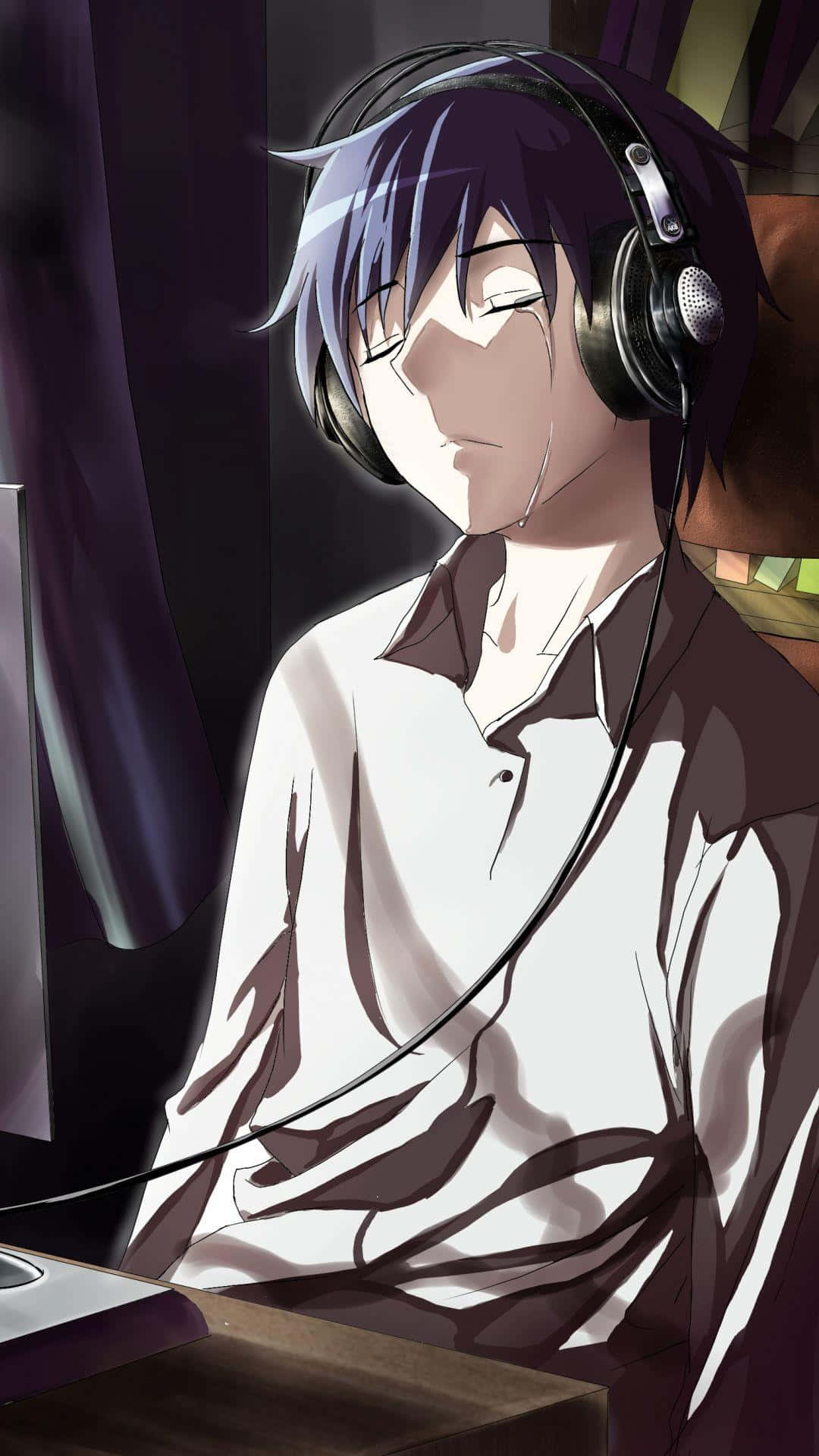 Abrumado por las emociones, este personaje de anime expresa tristeza. Fondos de pantalla