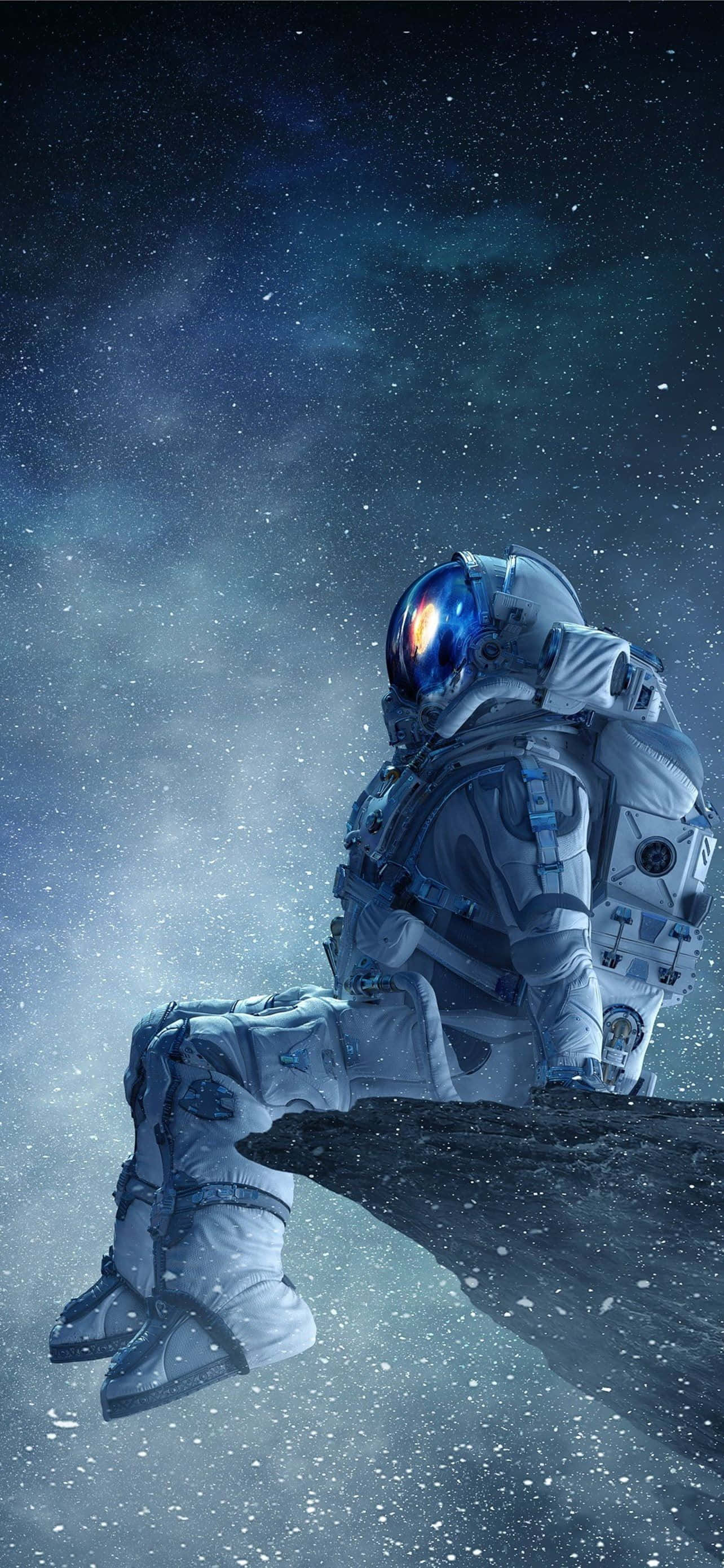 Acantilado Espacial con Astronauta para iPhone Fondos de pantalla