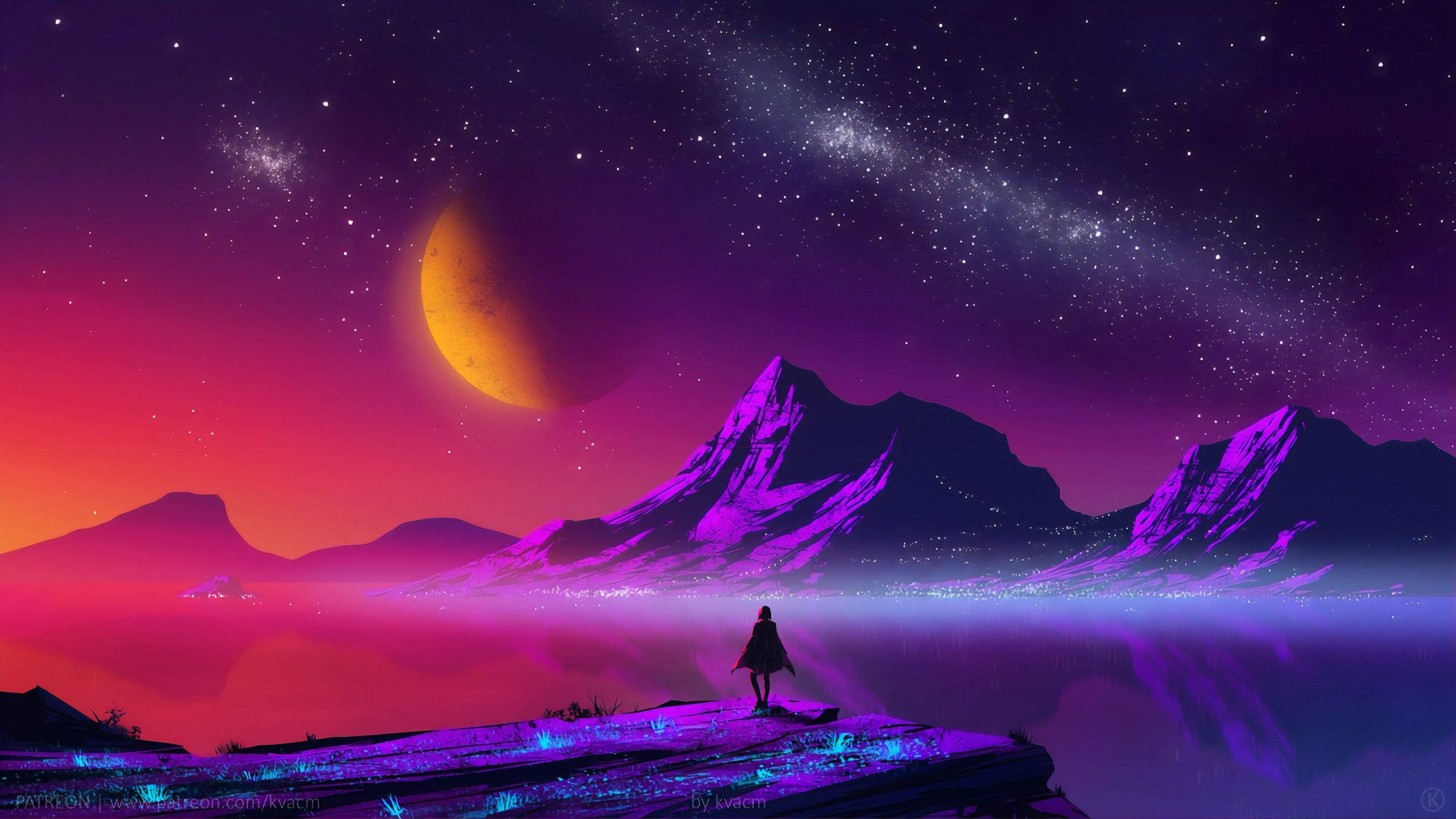 Acantilado Lunar de Arte Estético Fondos de pantalla