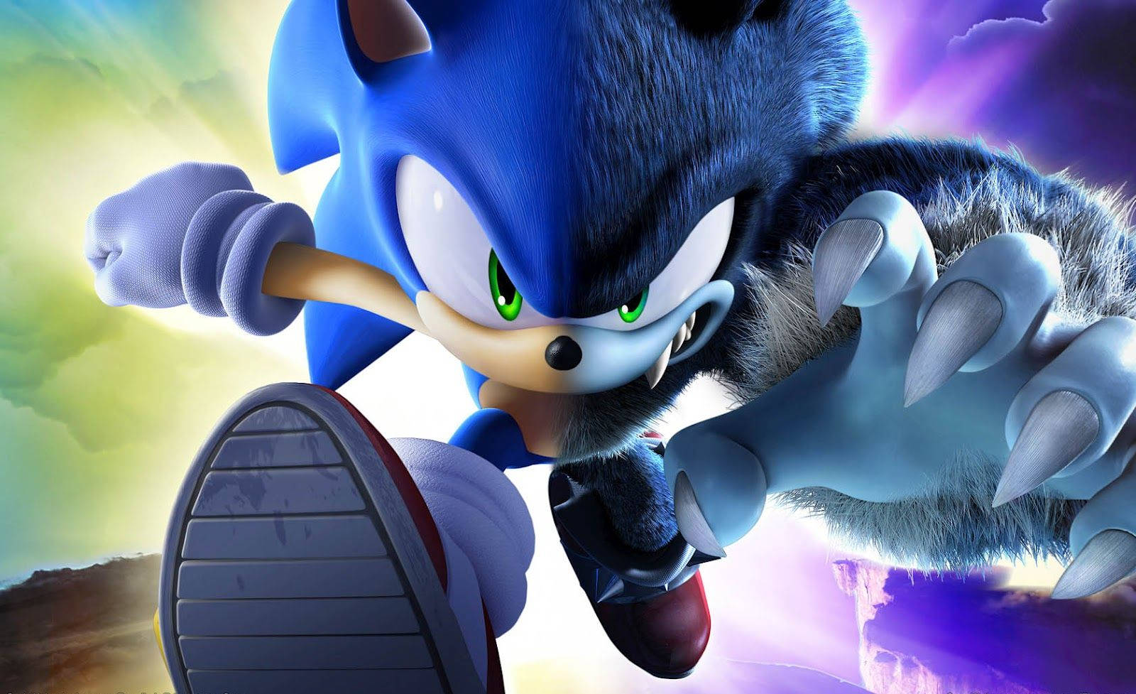 Fondo de pantalla de Sonic the Hedgehog transformado en Hombre Lobo.