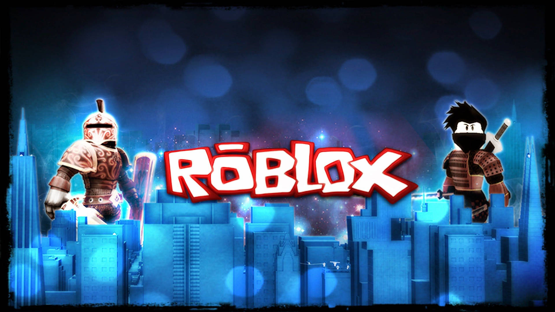 Fondo de pantalla genial y artístico de la portada de Roblox con estilo neón.