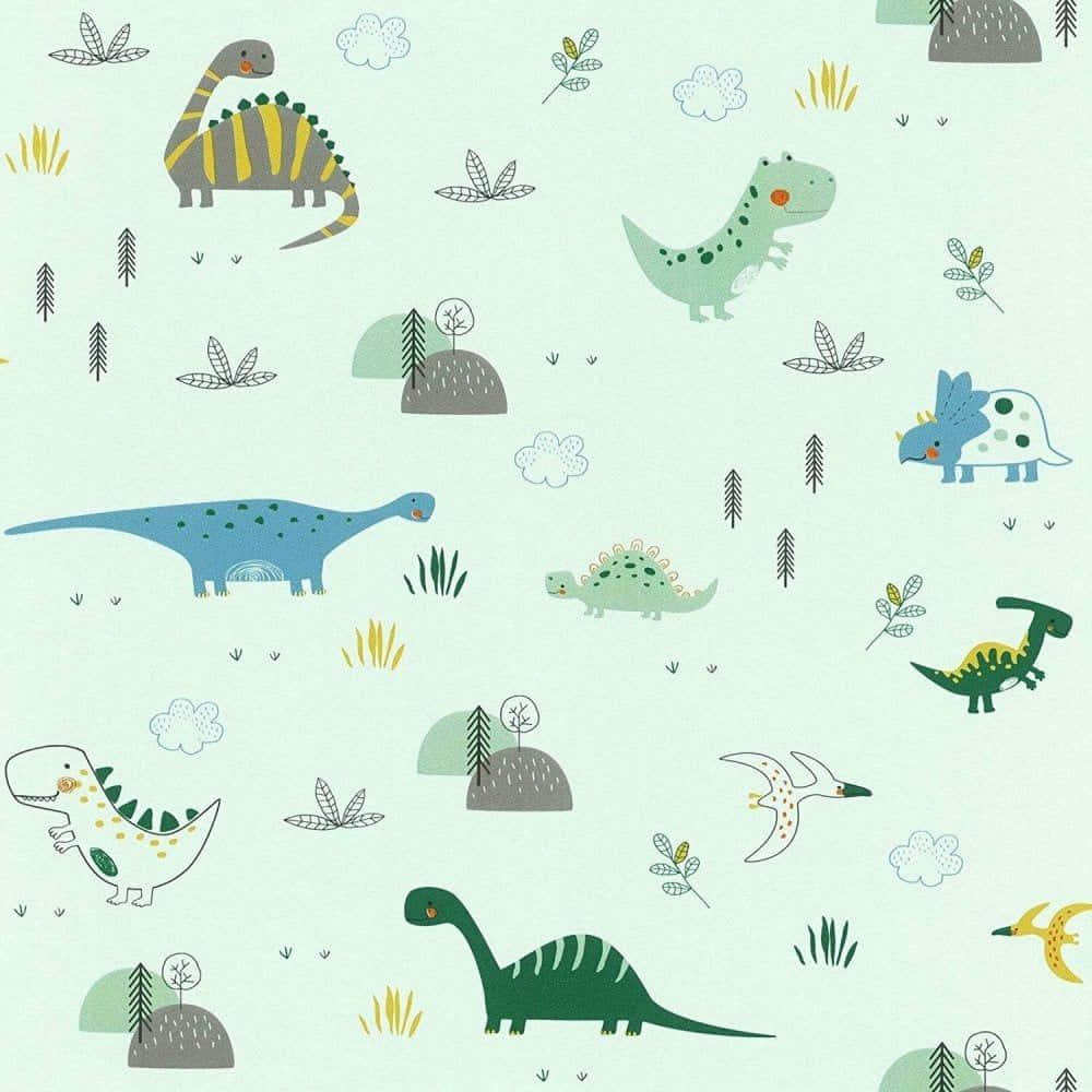 Adorable Dinosaurio de Colores Vagando por la Naturaleza Fondos de pantalla
