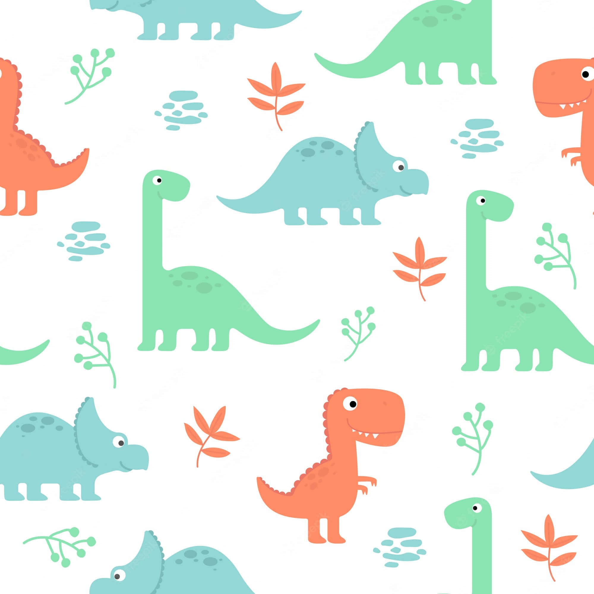 Adorable dinosaurio jugando en un mundo prehistórico colorido Fondos de pantalla