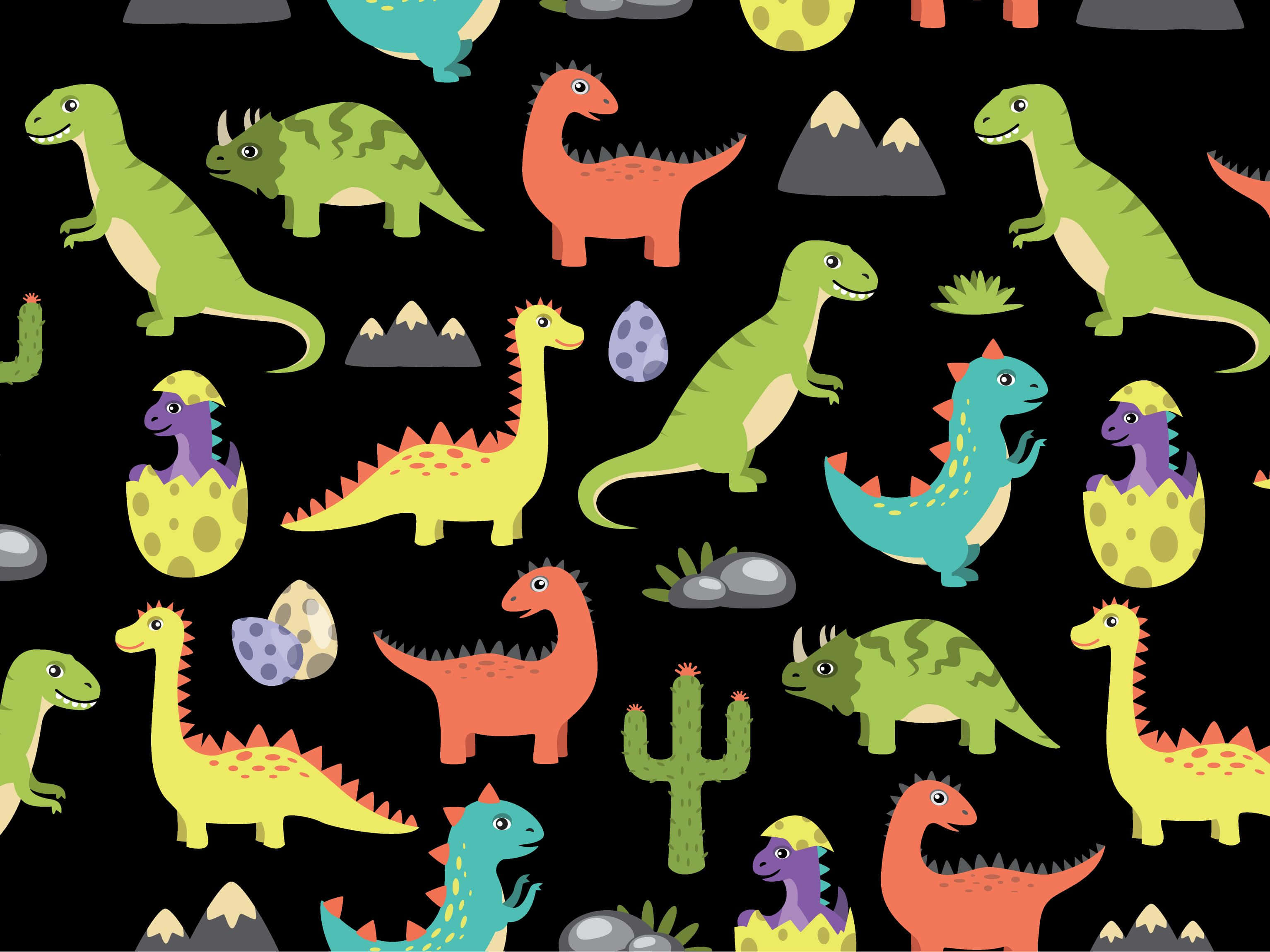 Adorable Dinosaurio Verde Explorando el Frondoso Bosque Fondos de pantalla