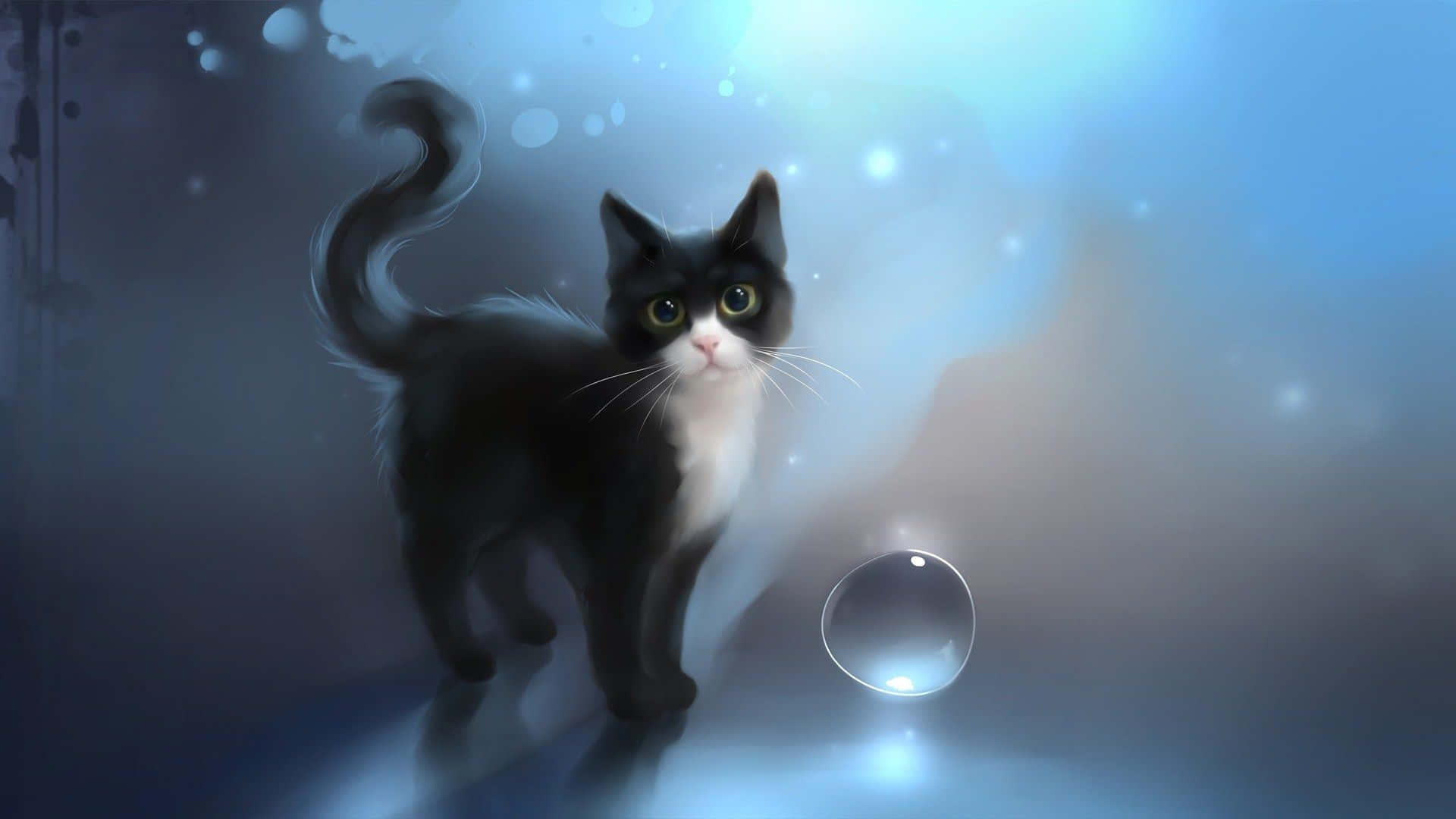 Adorable Gato Anime Listo para la Aventura Fondos de pantalla
