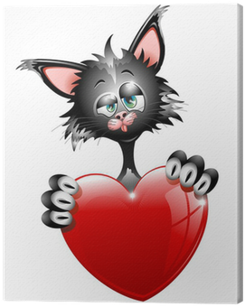 Adorable gato caricatura sosteniendo un corazón Fondos de pantalla
