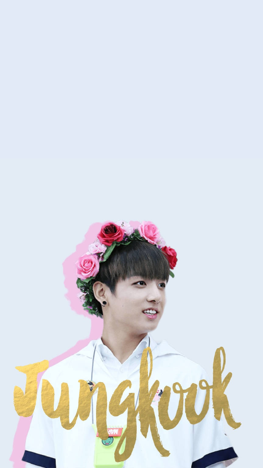 Adorable Jungkook de BTS con corona de flores rosas Fondos de pantalla