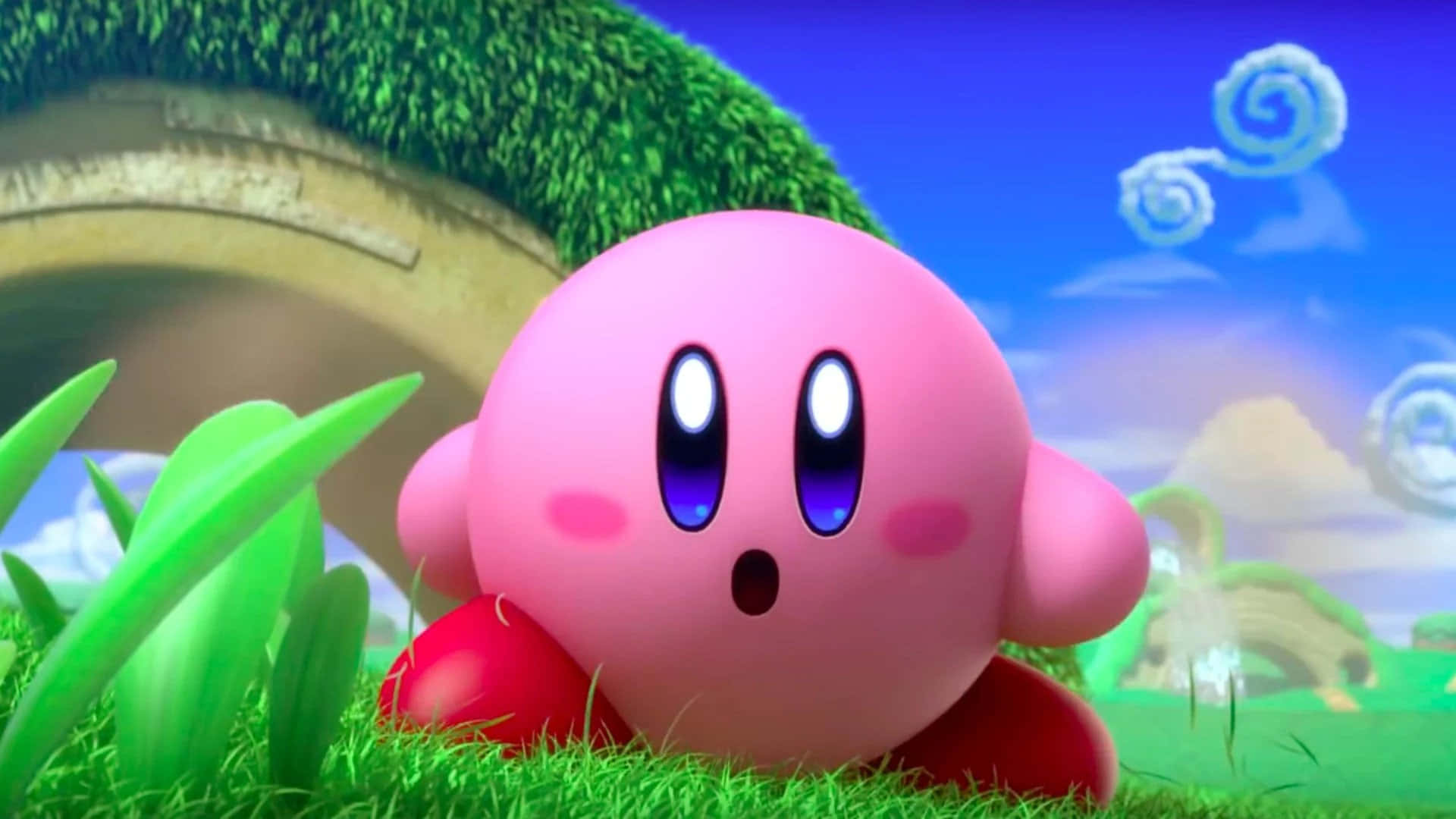 Adorable Kirby Rosa Explorando el Mundo Fondos de pantalla