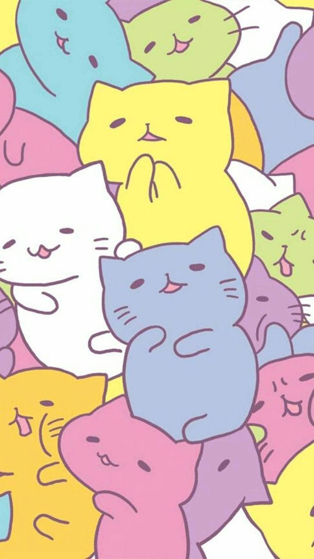 Adorables dibujos de gatos Kawaii en iPad Fondos de pantalla