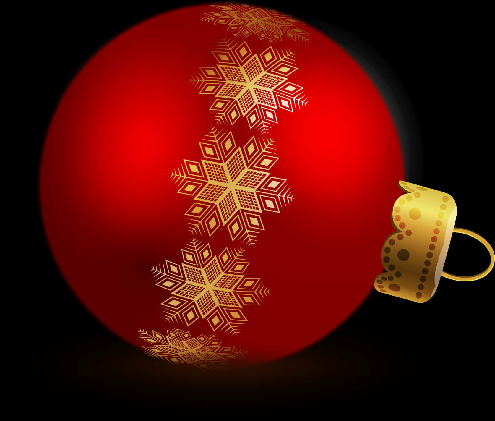 Adorno Navideño Rojo con Copos de Nieve Dorados Fondos de pantalla