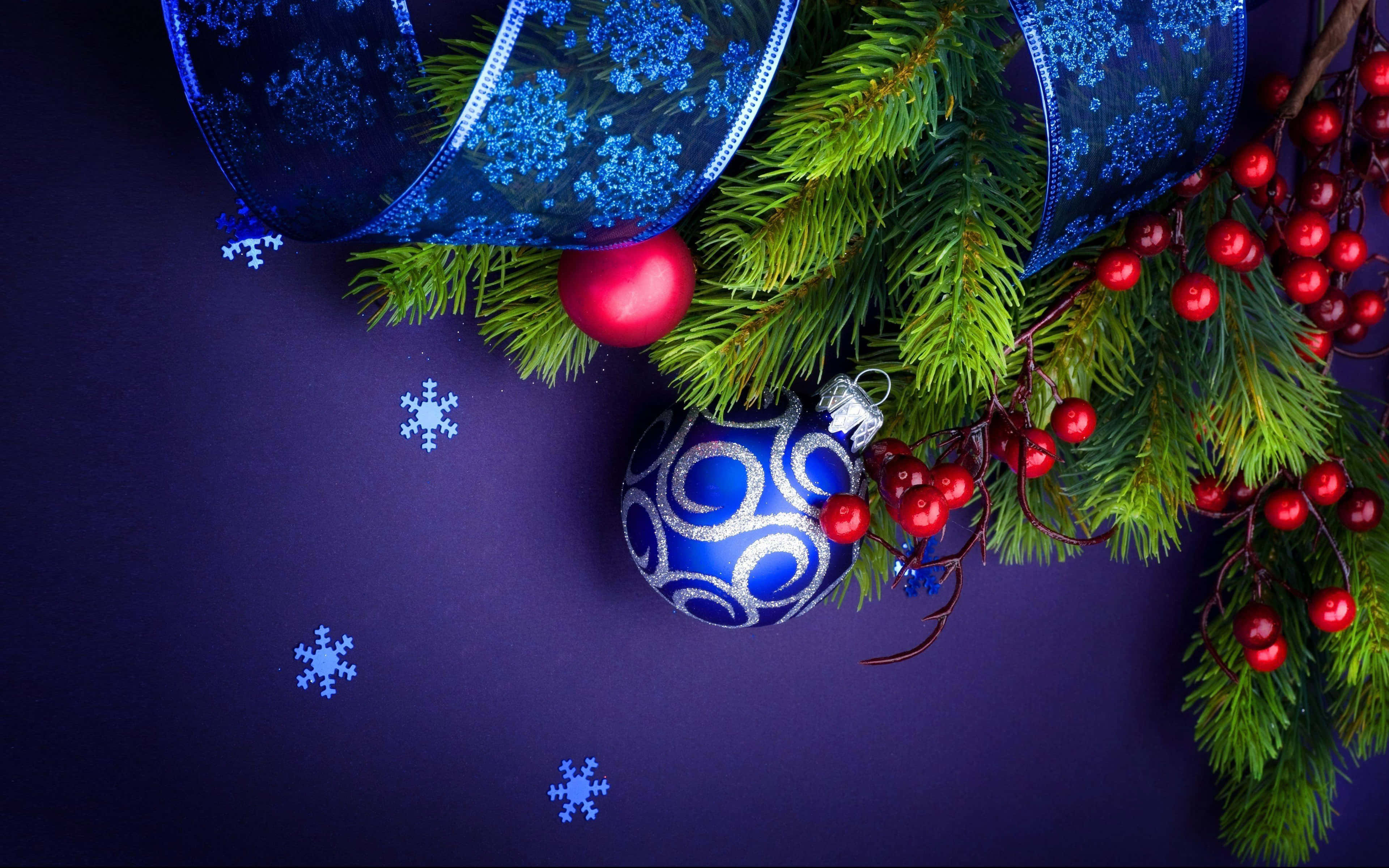 Adornos Azules de Nochebuena Fondos de pantalla