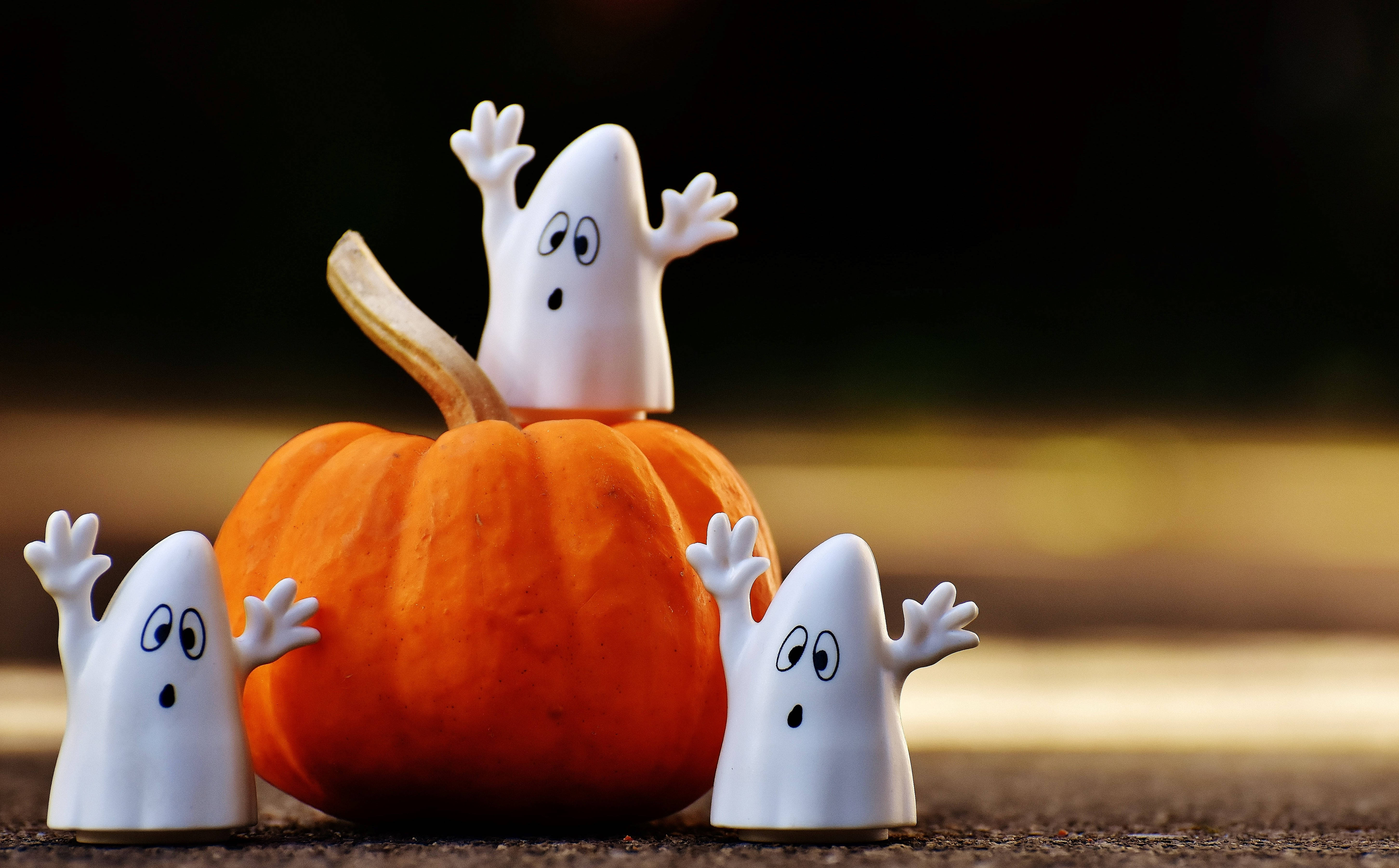 Adornos de Halloween con fantasmas blancos y lindos Fondos de pantalla