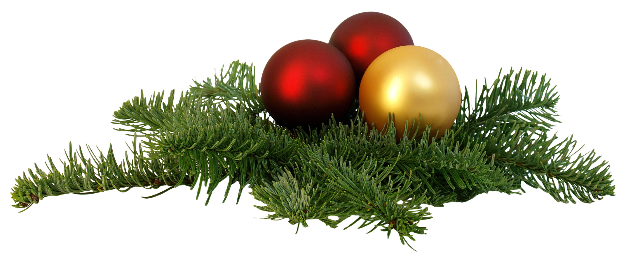 Adornos navideños en rama de pino Fondos de pantalla