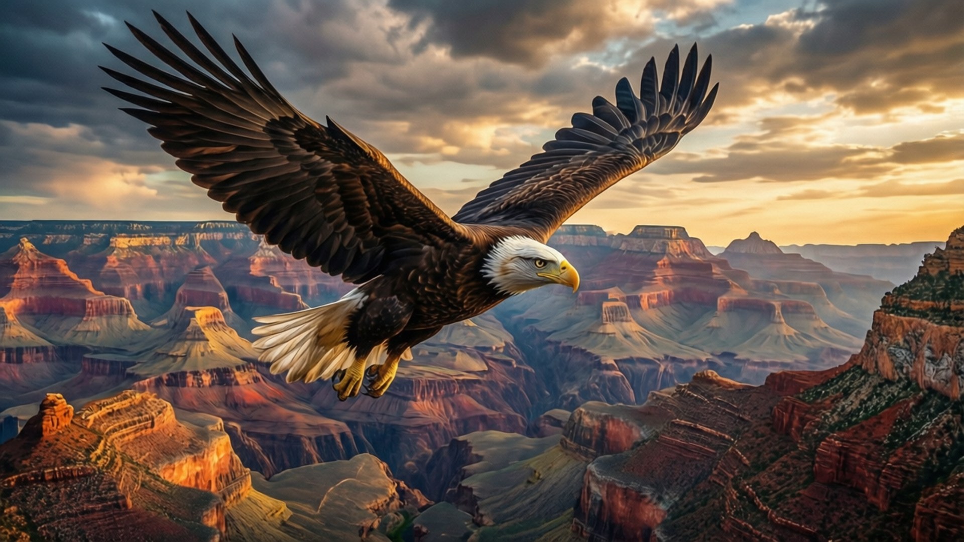 Águila sobre el Gran Cañón Fondos de pantalla