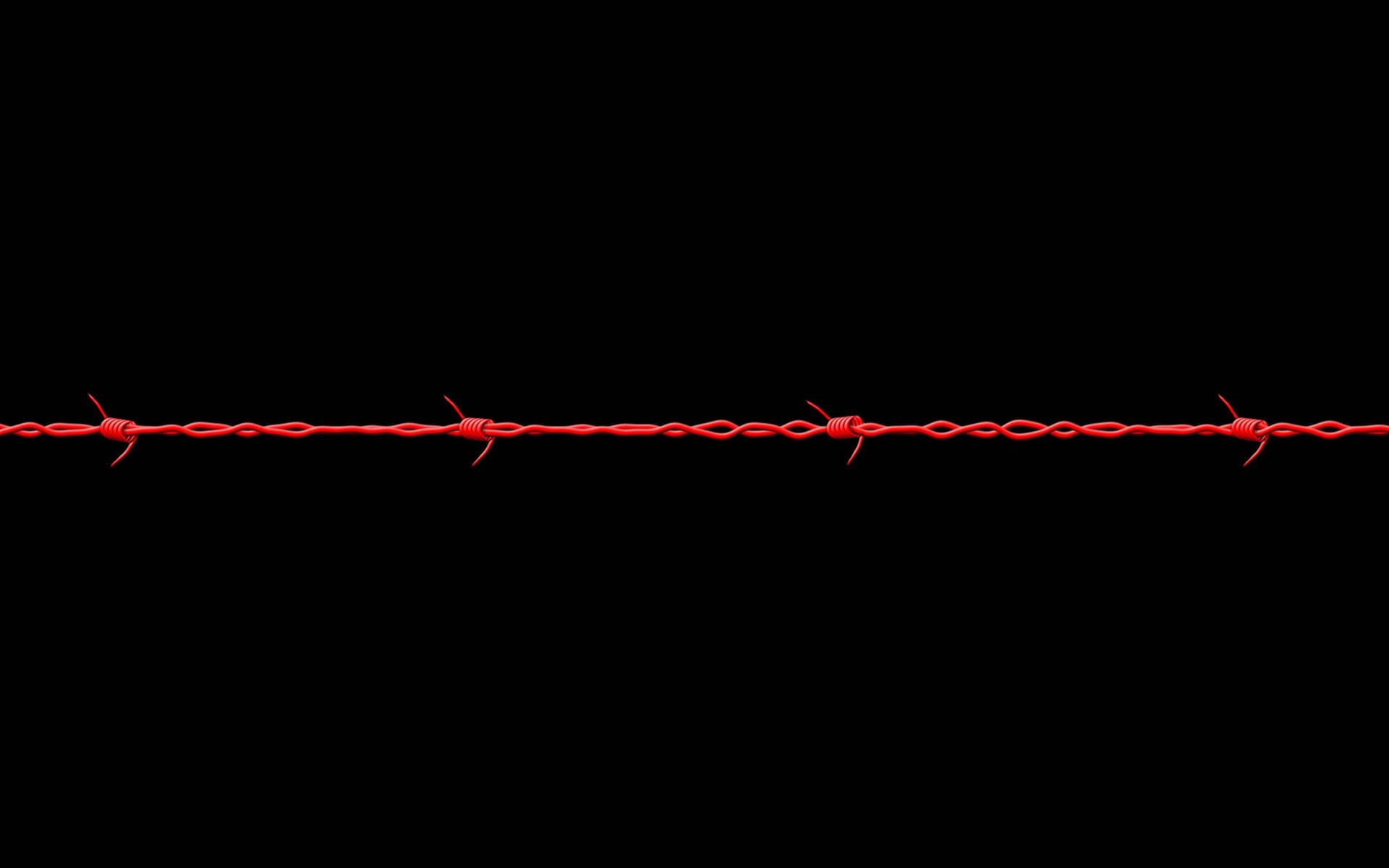 Fondo de pantalla de una sola hebra de alambre de púas rojo y negro